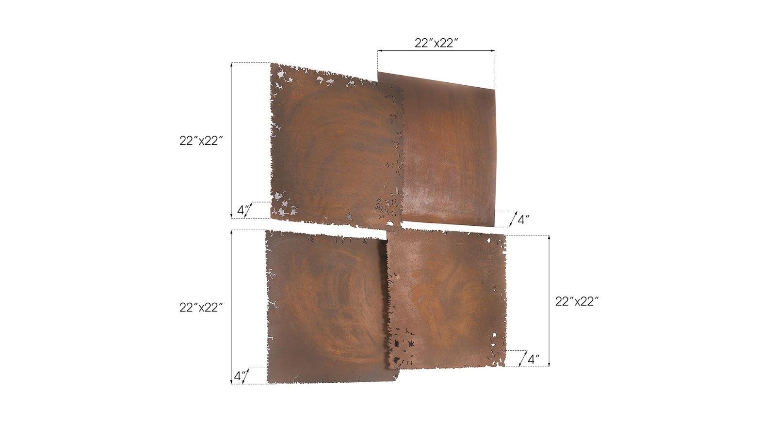 Cast Square Oil Drum Wall Tiles, Resin, Rust Finish, Set of 4 - Remutear