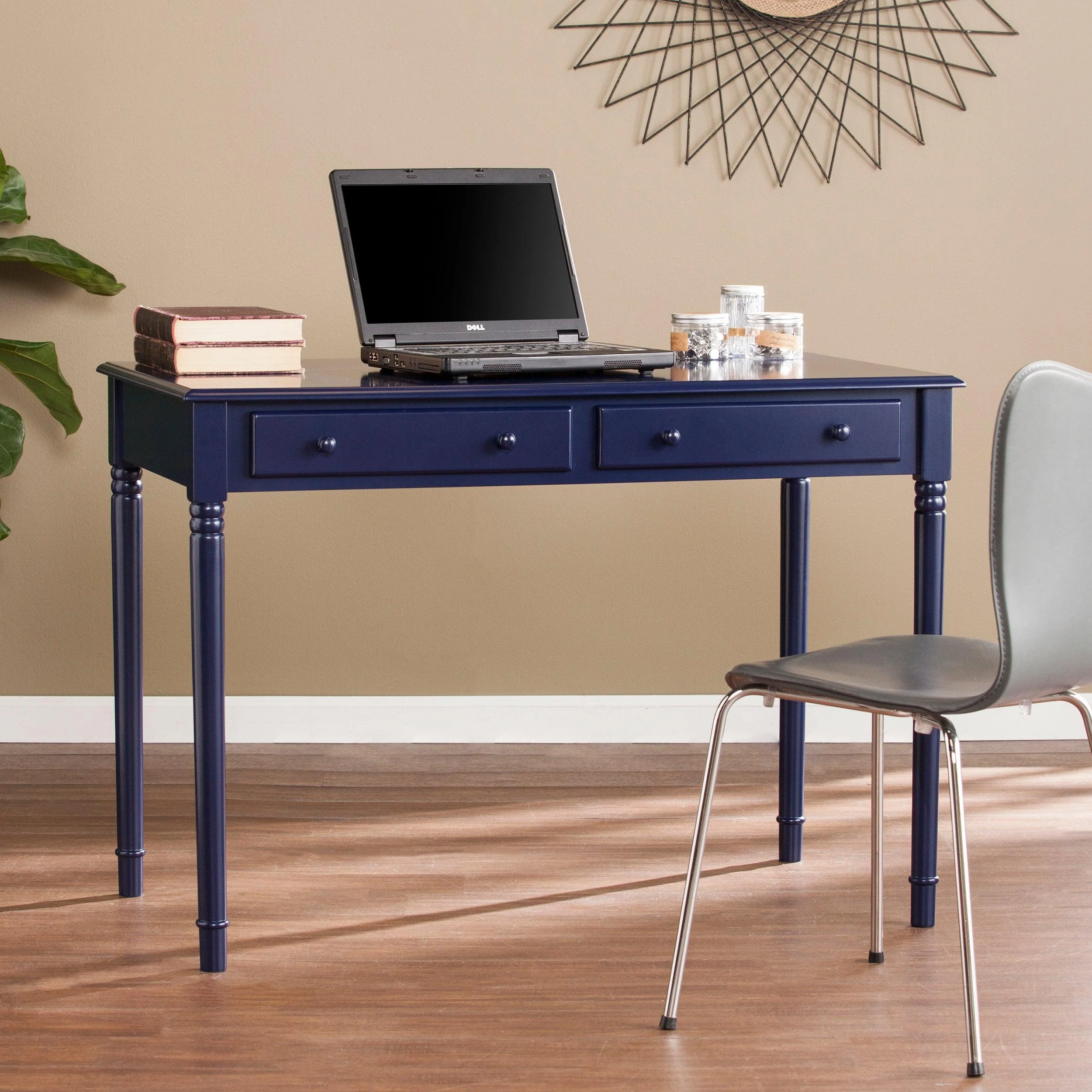 Janice Farmhouse 2-Drawer Writing Desk - Navy - Remutear