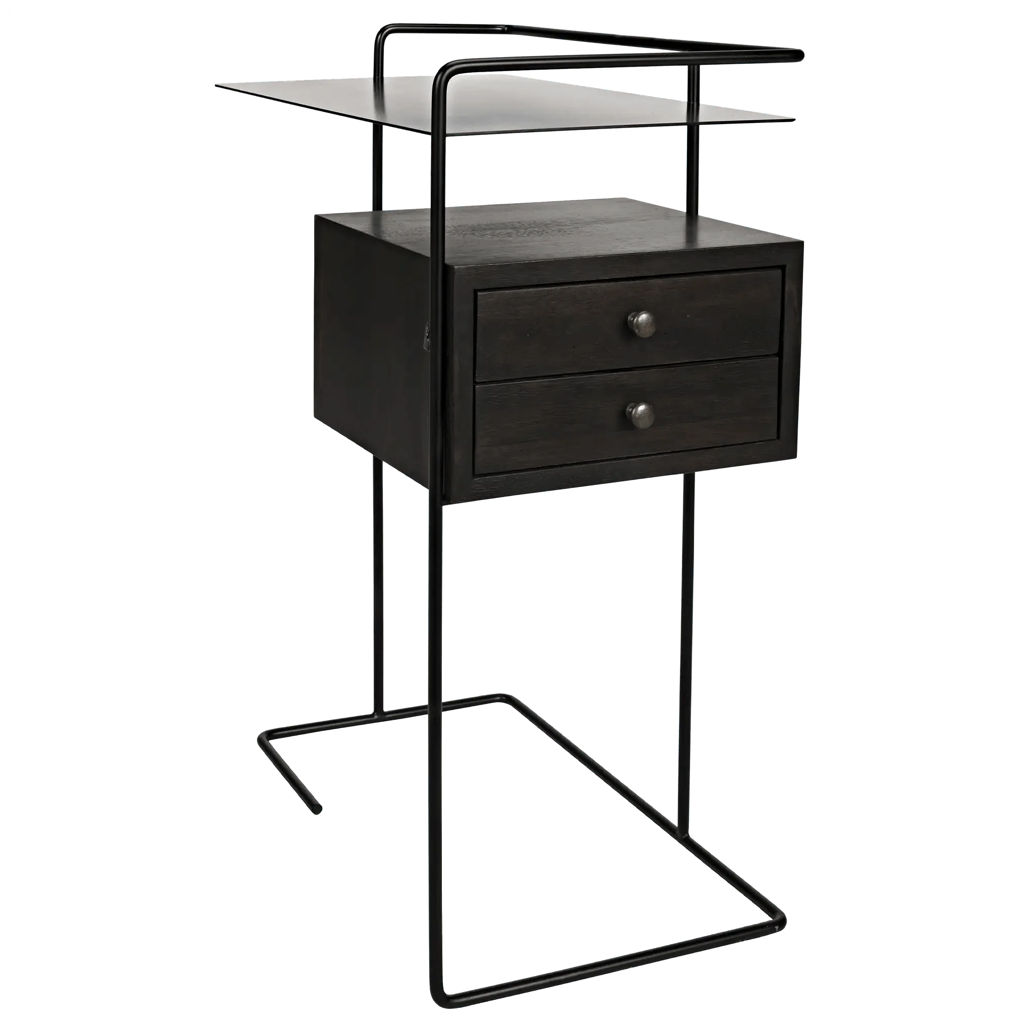 Massimo Side Table, Black Steel and Walnut - Remutear