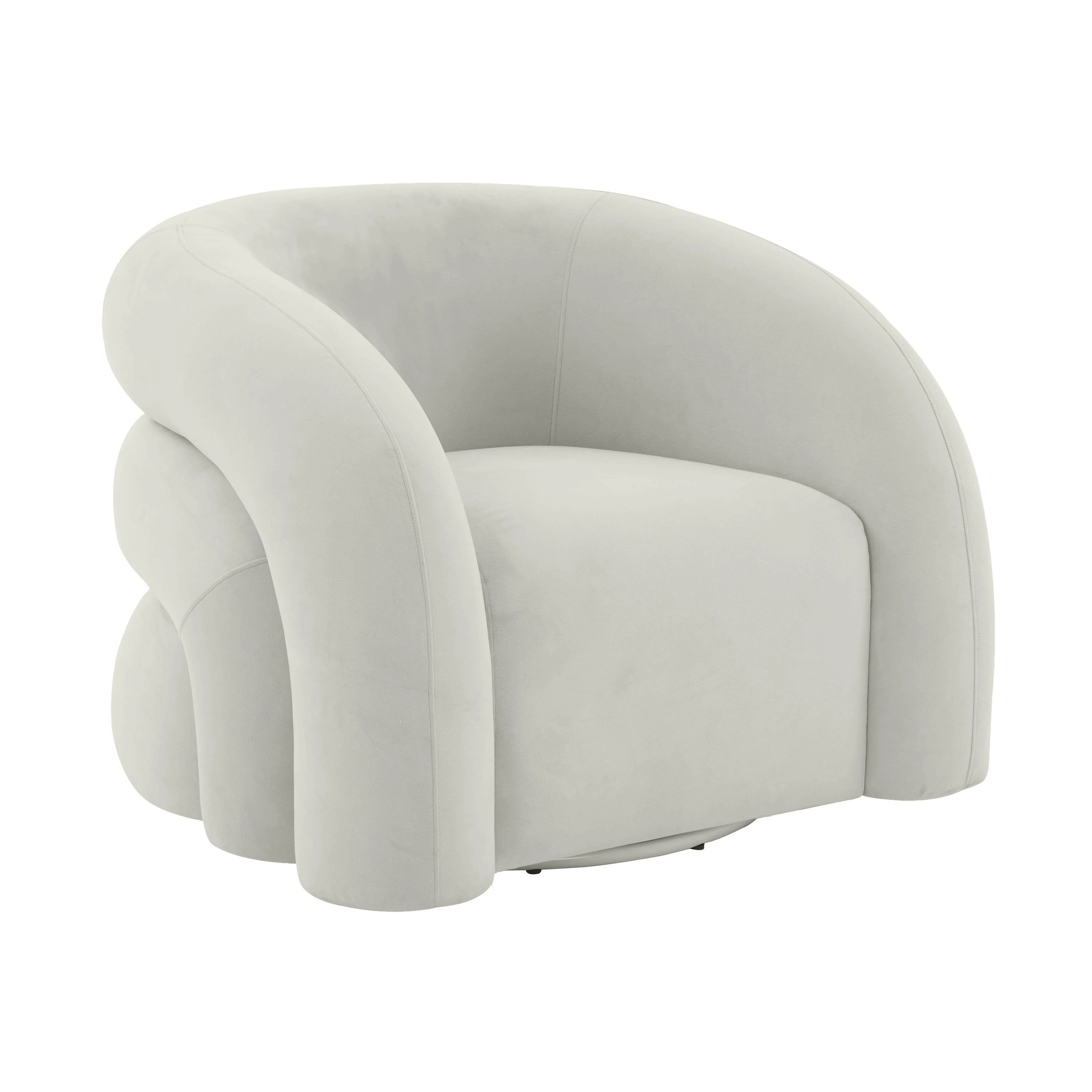 Slipper Light Grey Velvet Swivel Chair - Remutear