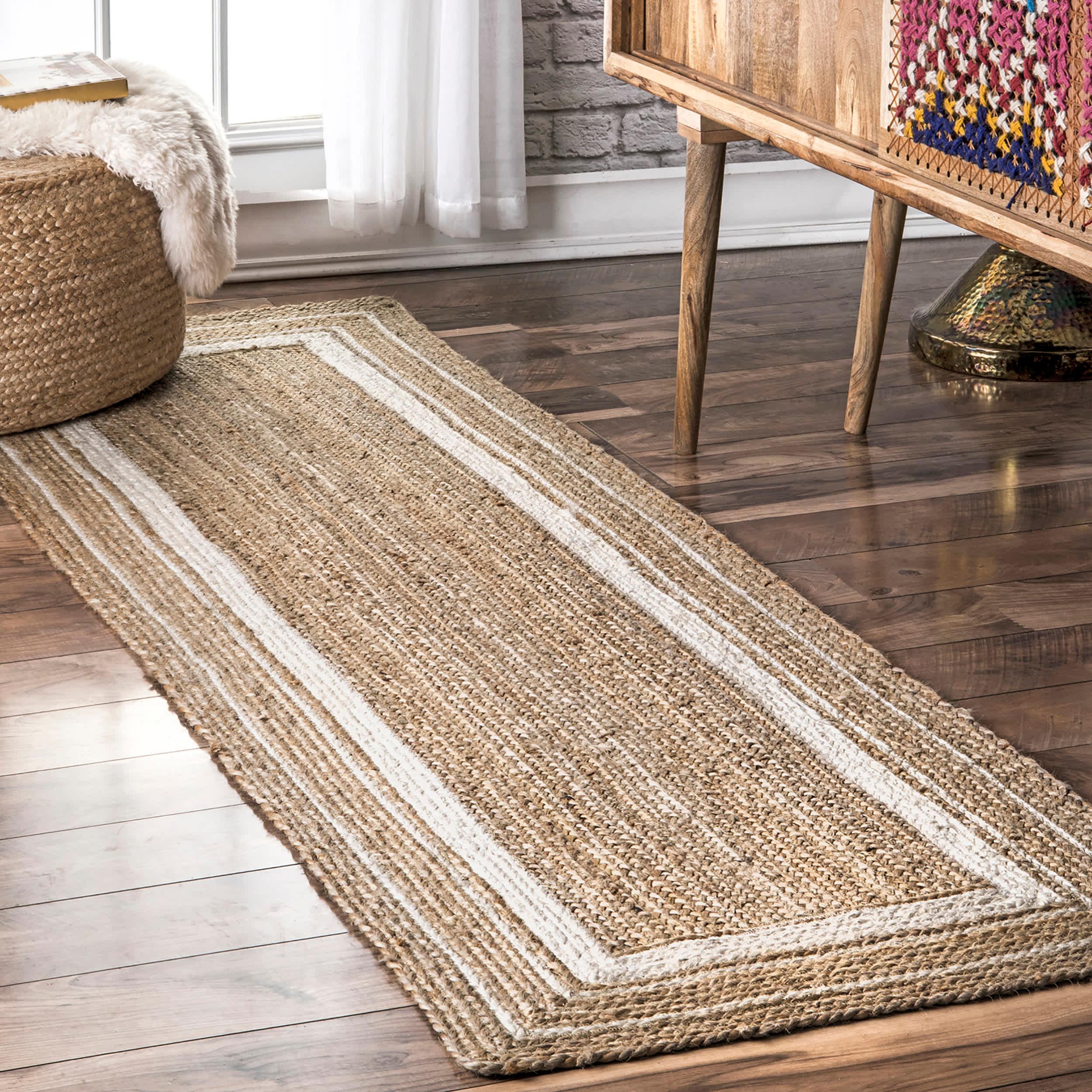 Braided Rikki Border Jute Area Rug - Remutear