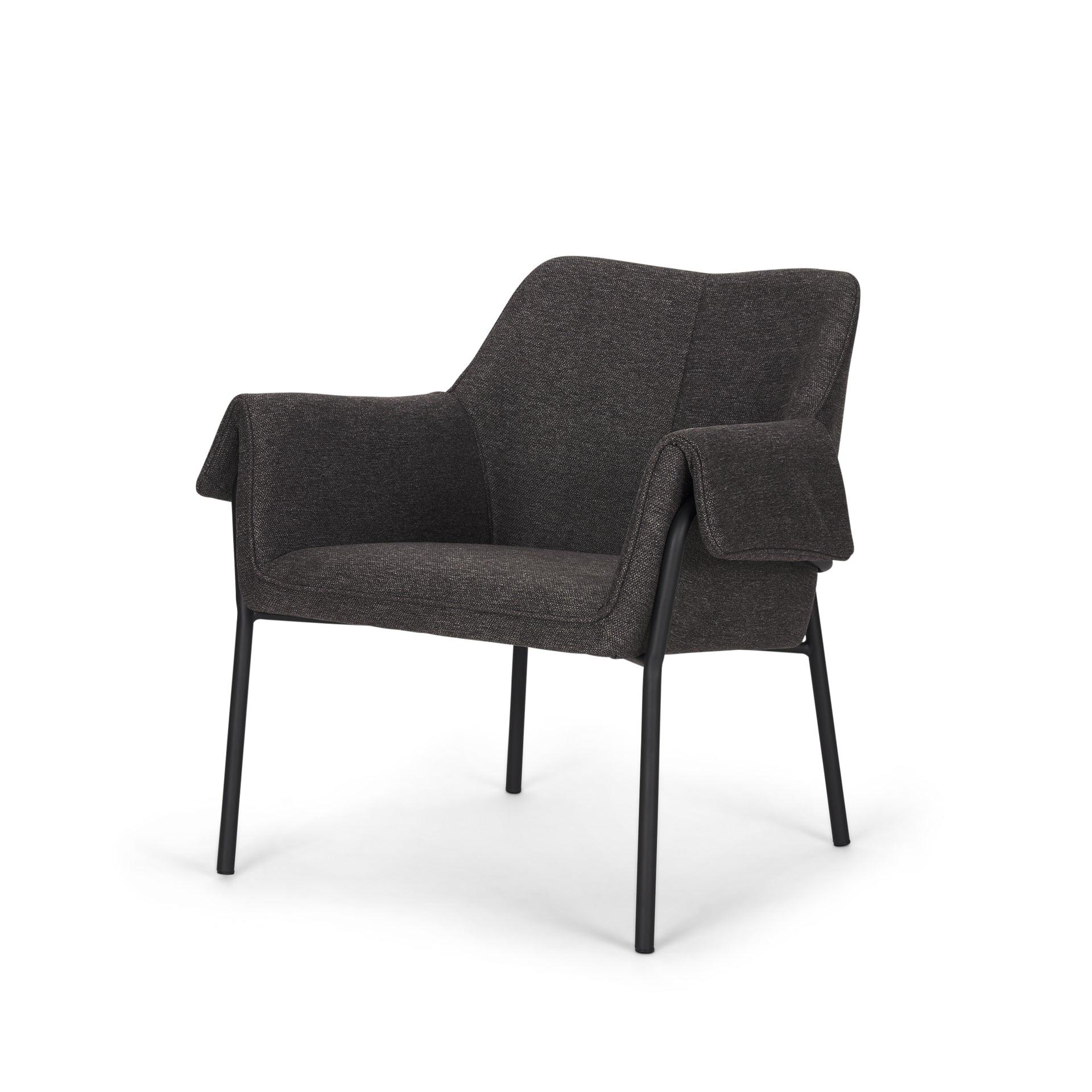 Brently Accent Chair w/ Gray Fabric & Matte Black Metal Legs - Remutear