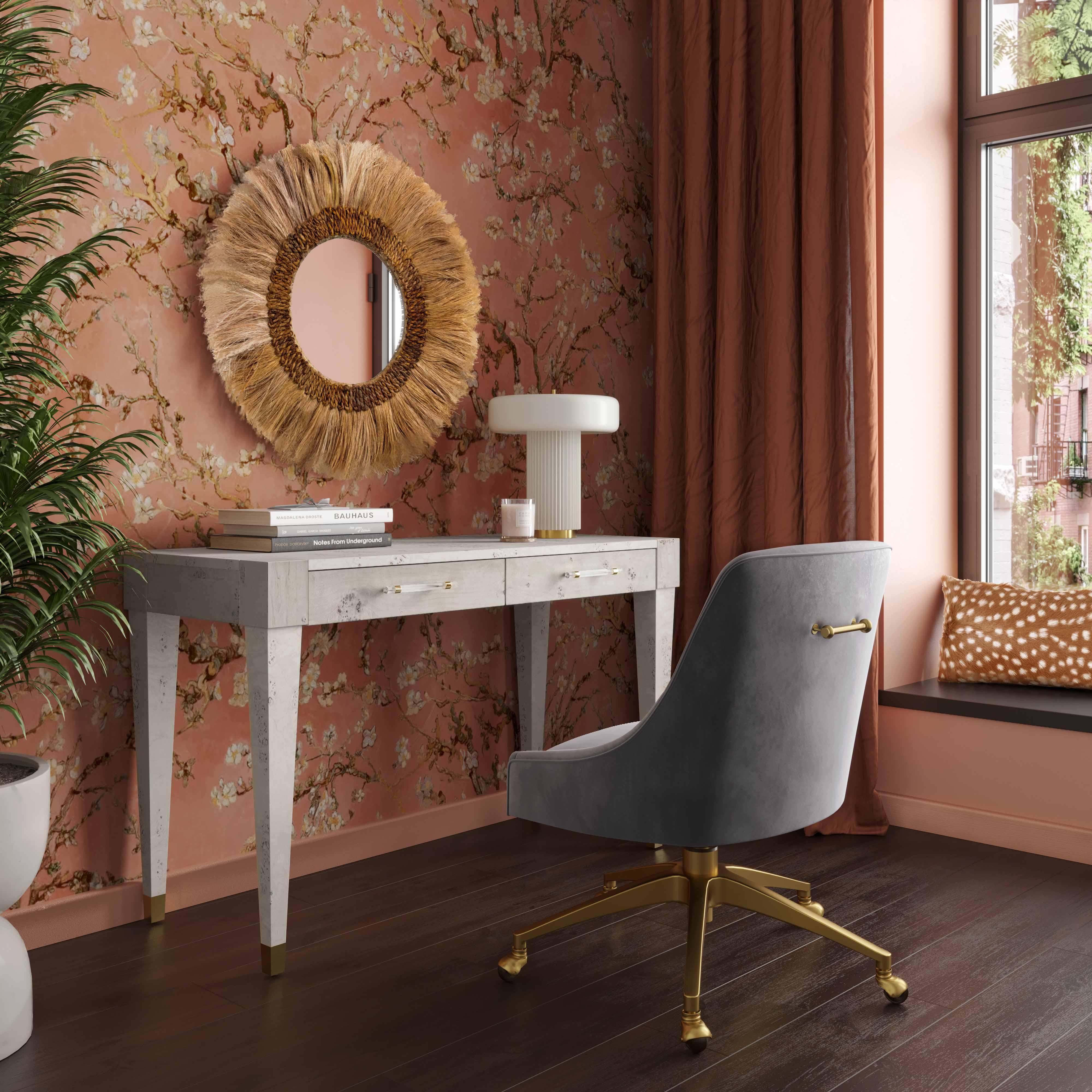 Brandyss White Burl Work Desk - Remutear