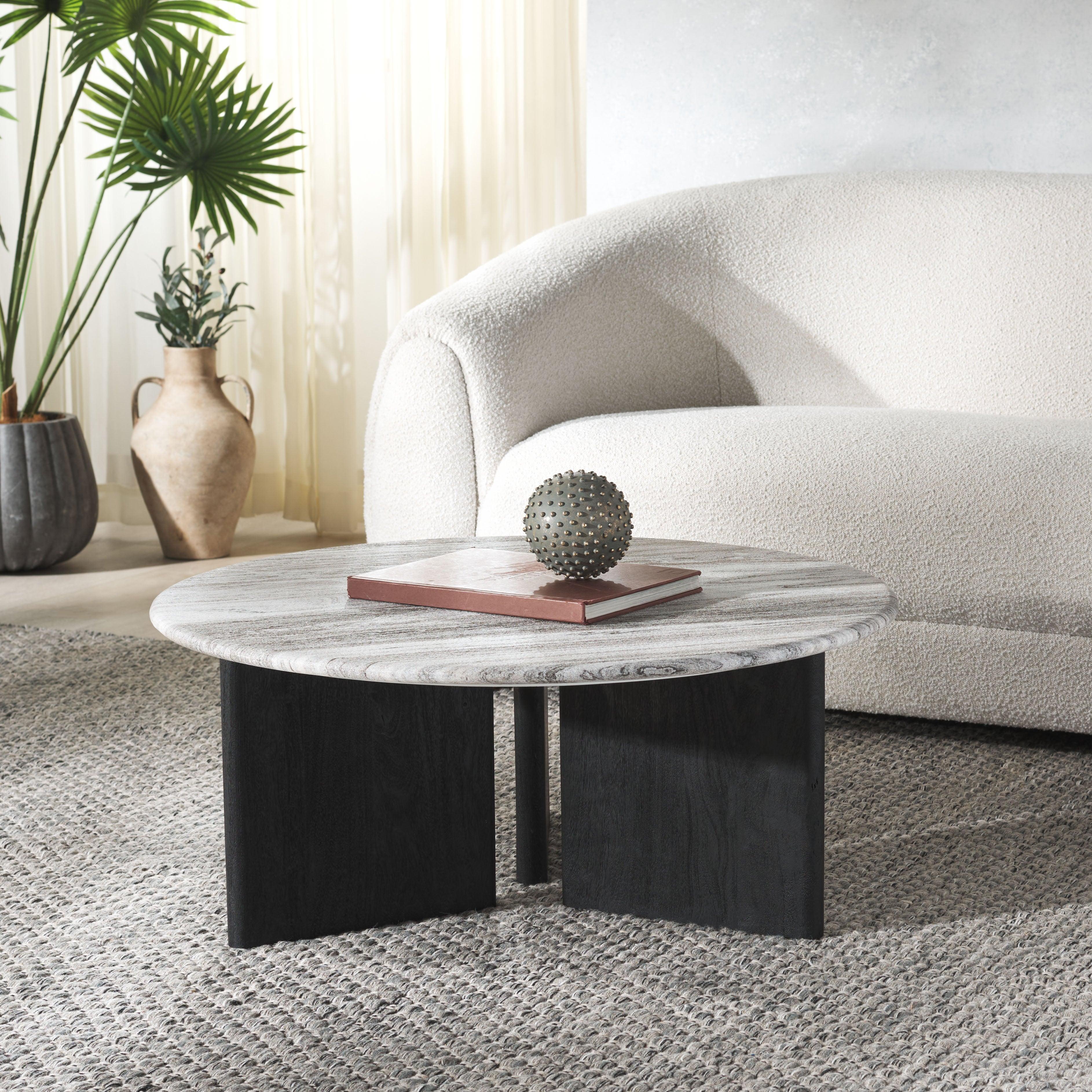 Lauresse Round Marble Top Coffee Table - Remutear