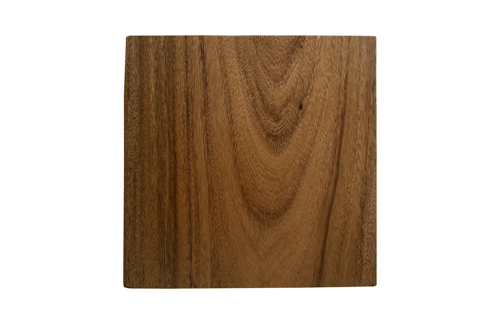 Hayden End Table, Natural, Narrow, Square, Plated Brass Base - Remutear