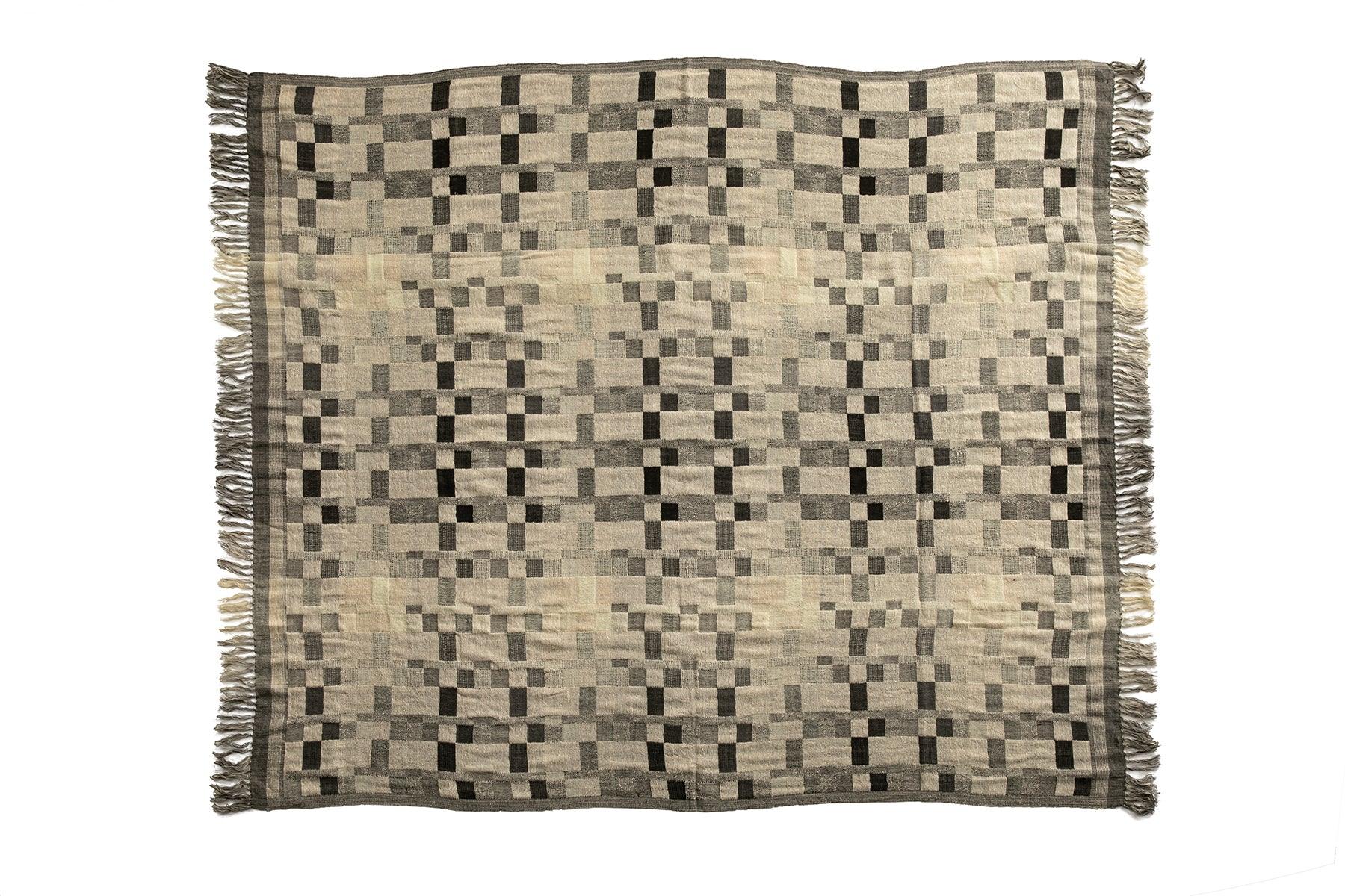 Mojave Throw Wool/Silk White Black - Remutear