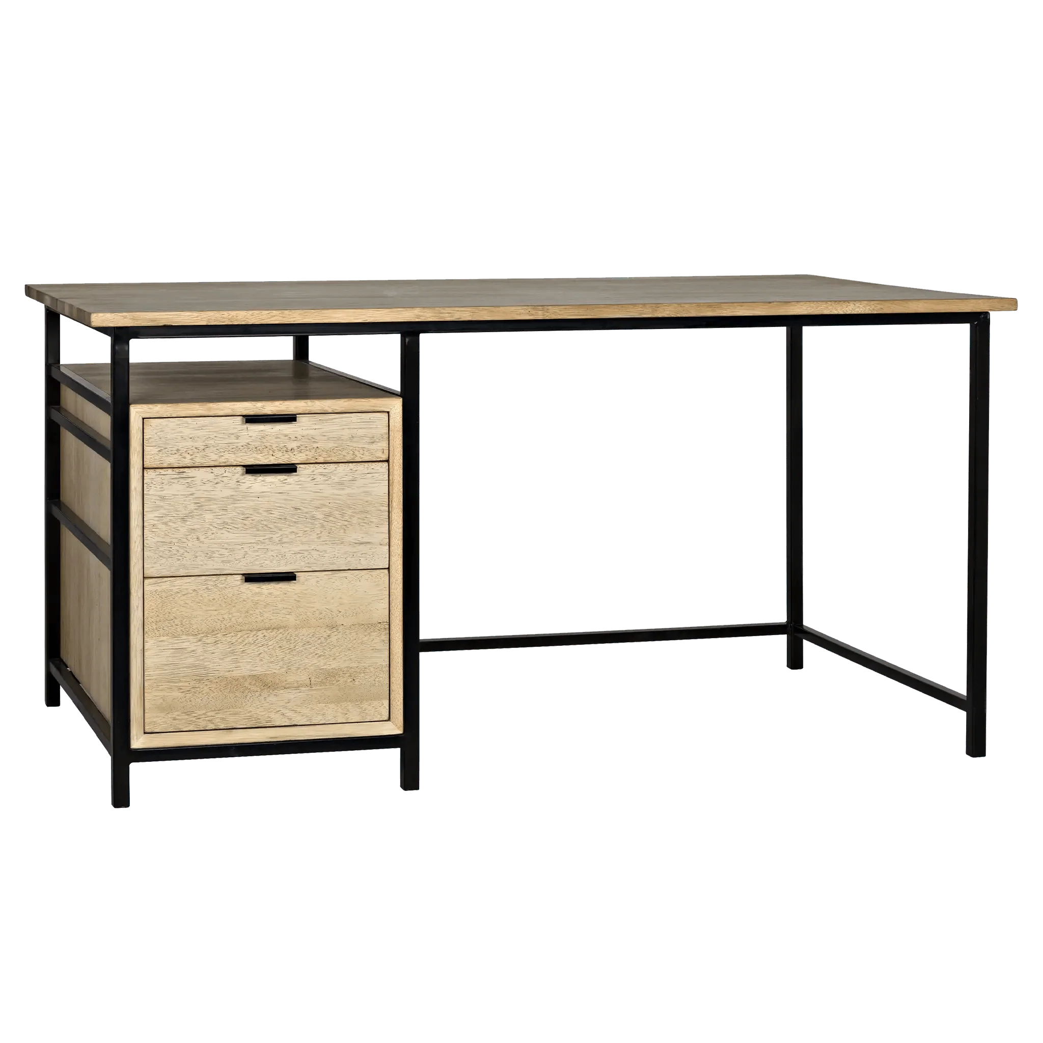 Nabucco Desk, Bleached Walnut and Steel - Remutear