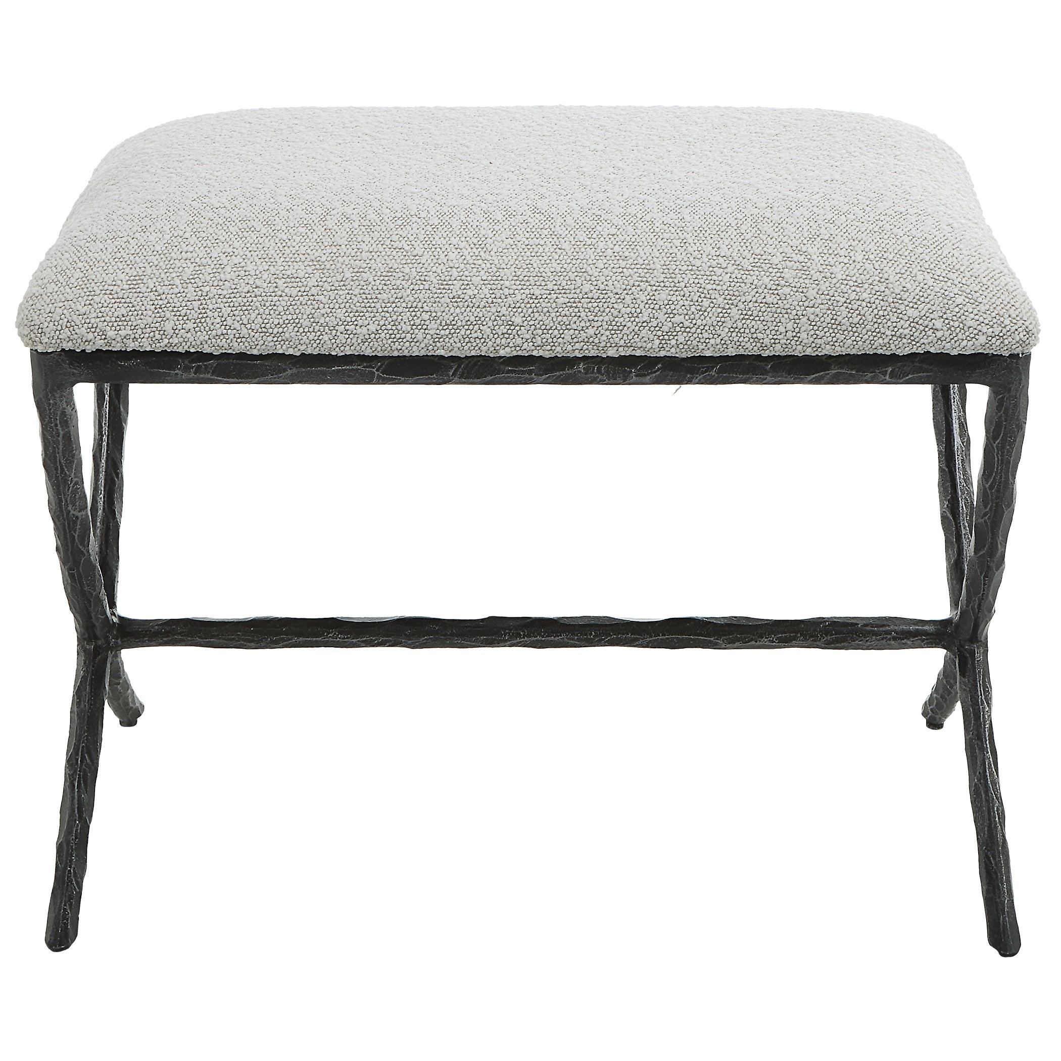 Brisby Gray Fabric Small Bench - Remutear