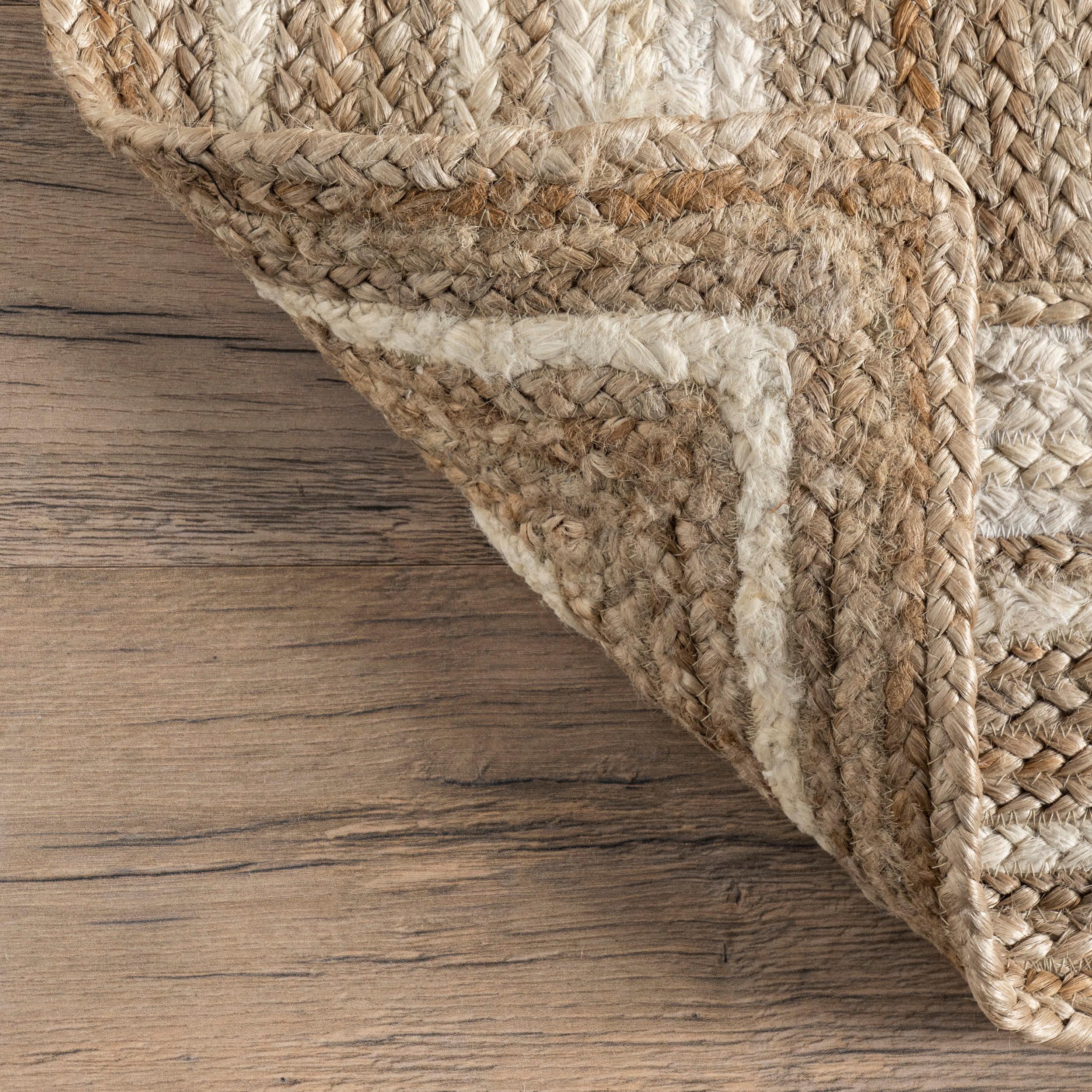 Braided Rikki Border Jute Area Rug - Remutear