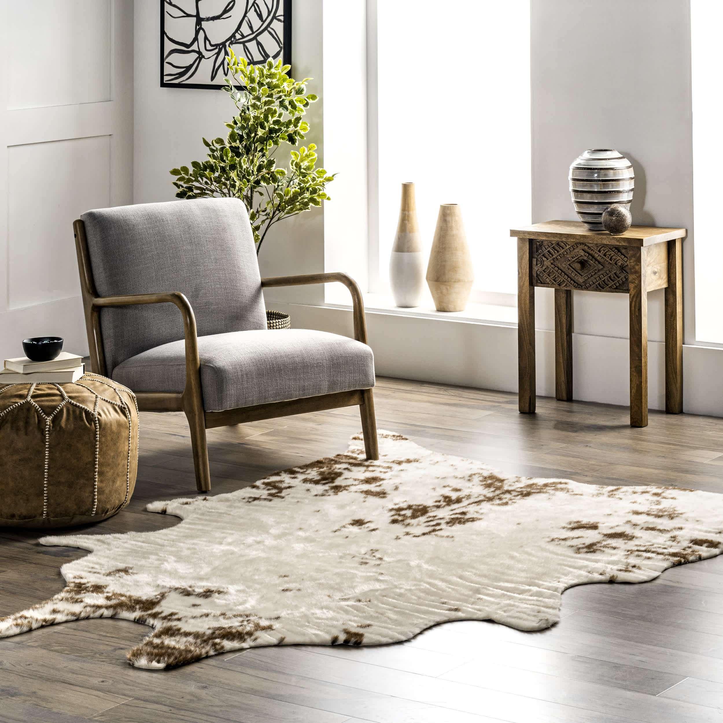 Faux Cowhide Washable Area Rug - Remutear