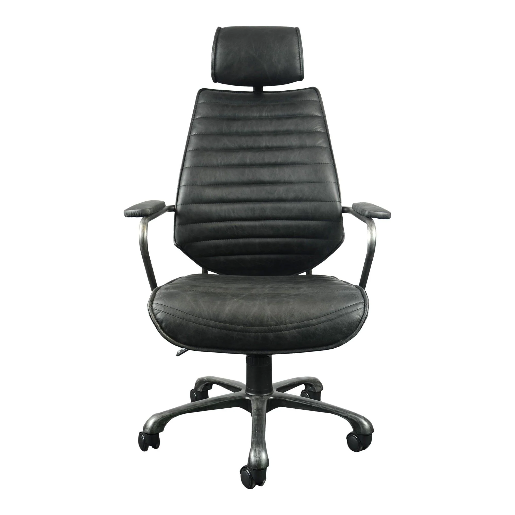 Executive Swivel Office Chair Onyx Black Leather - Remutear