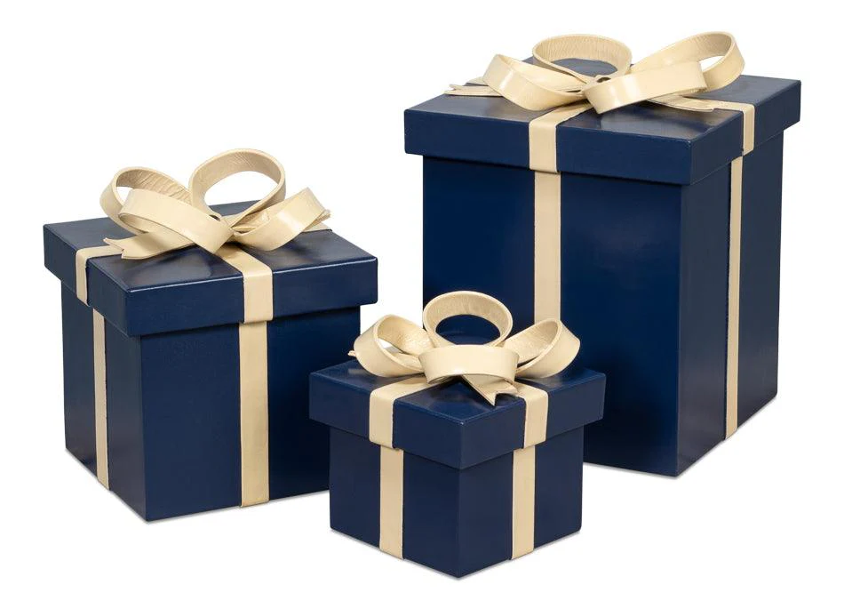 Ferrell Leather Holiday Boxes S/3 Navy - Remutear