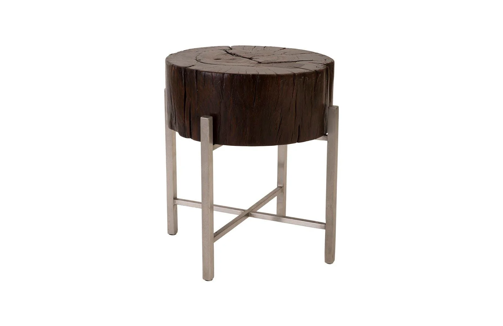 Nestled Cross Cut Side Table , Stainless Steel X Cross Leg - Remutear