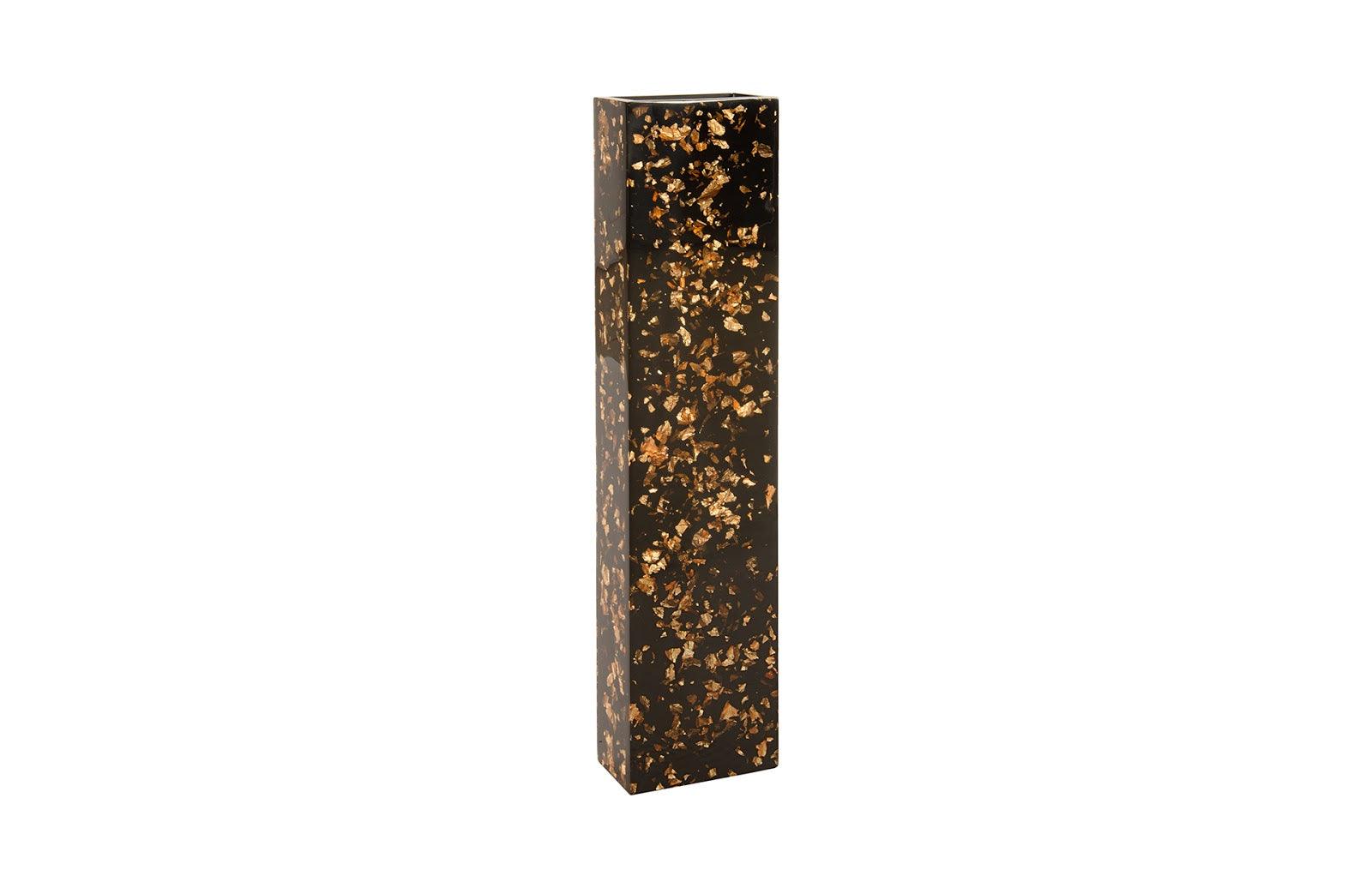 Captured Gold Flake Vase, Black, LG - Remutear