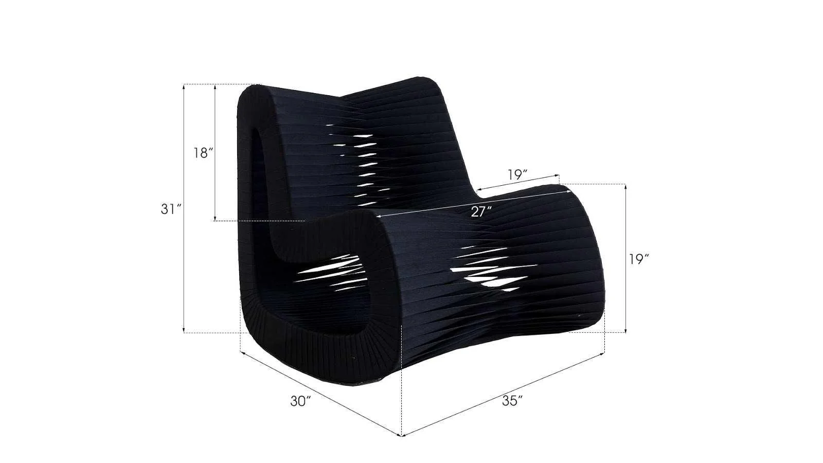 Seat Belt Rocking Chair, Black/Black - Remutear