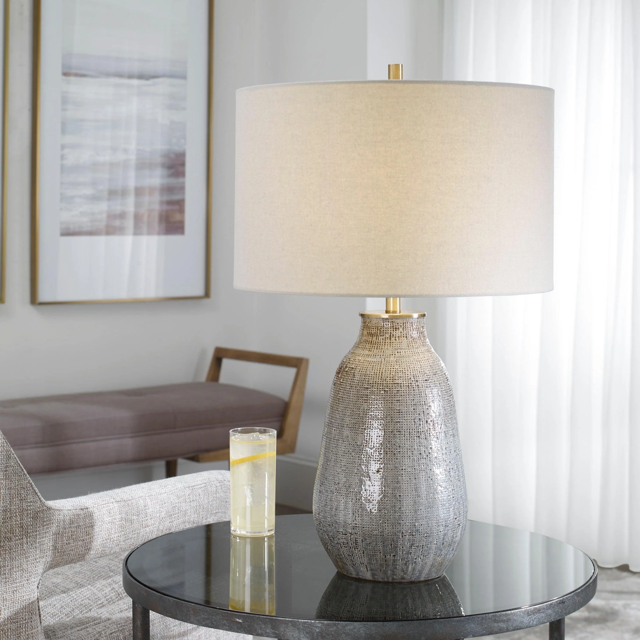 MONACAN GRAY TEXTURED TABLE LAMP - Remutear