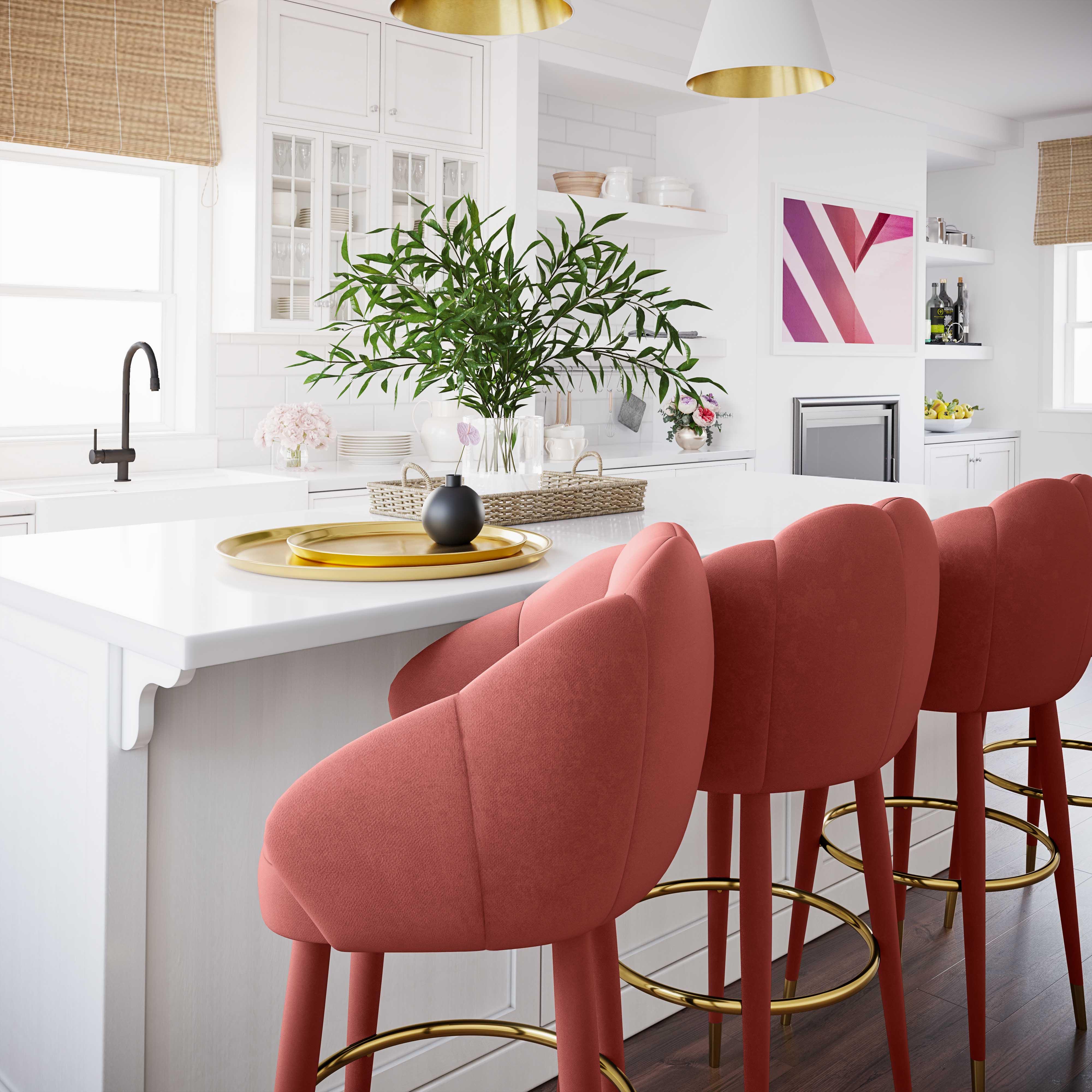 Myla Salmon Swivel Bar Stool - Remutear