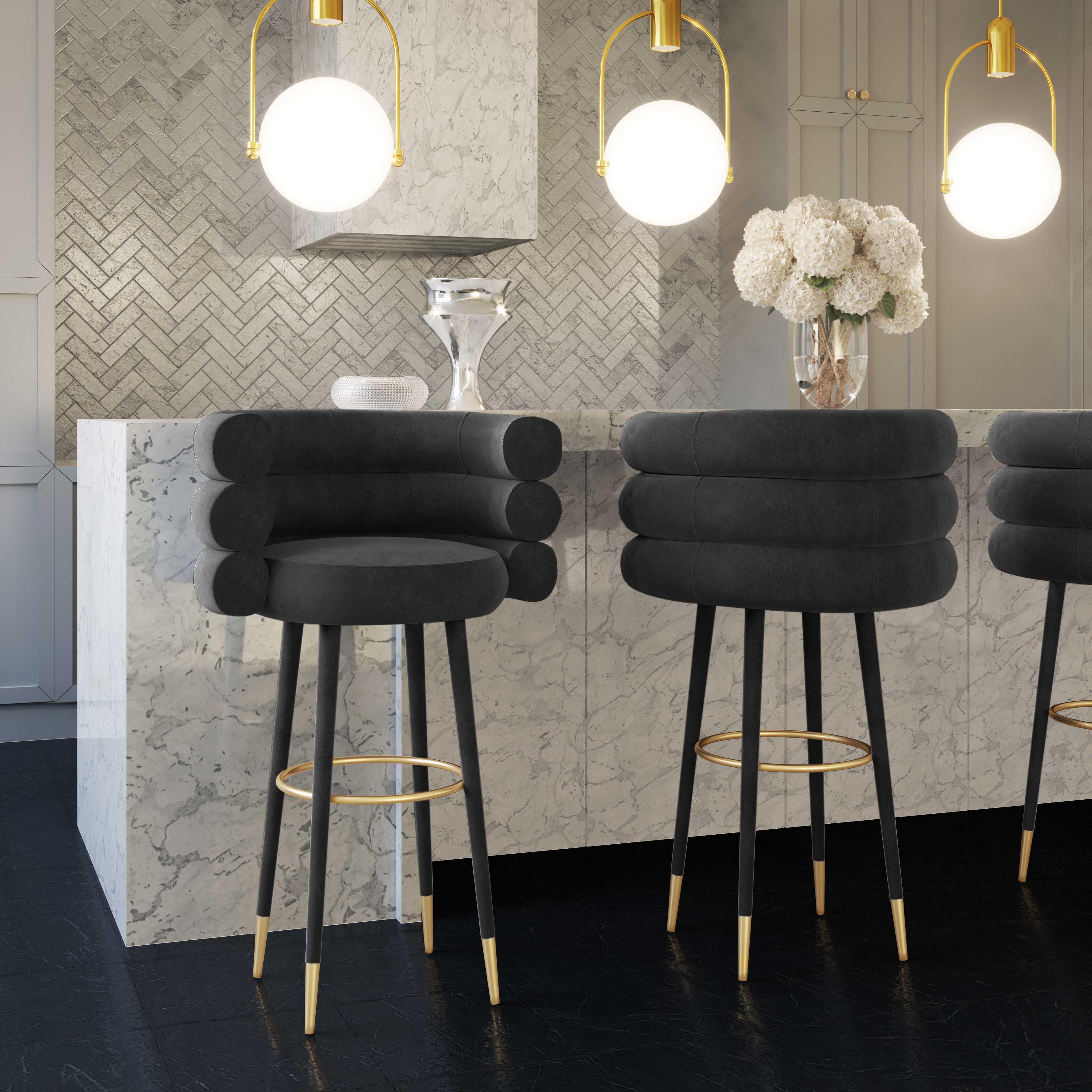 Betty Black Velvet Barstool - Remutear