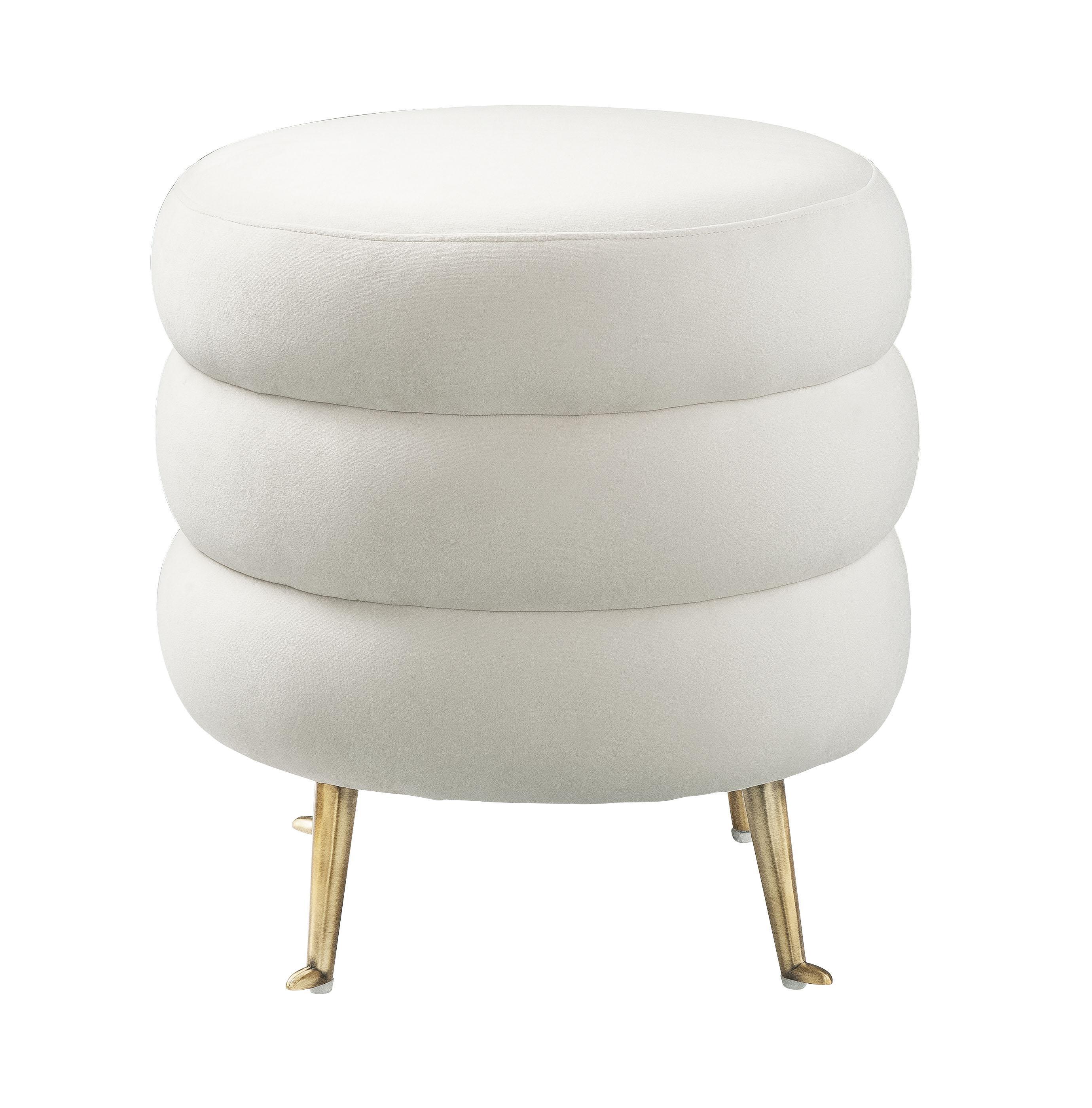 Ladder Cream Velvet Ottoman - Remutear