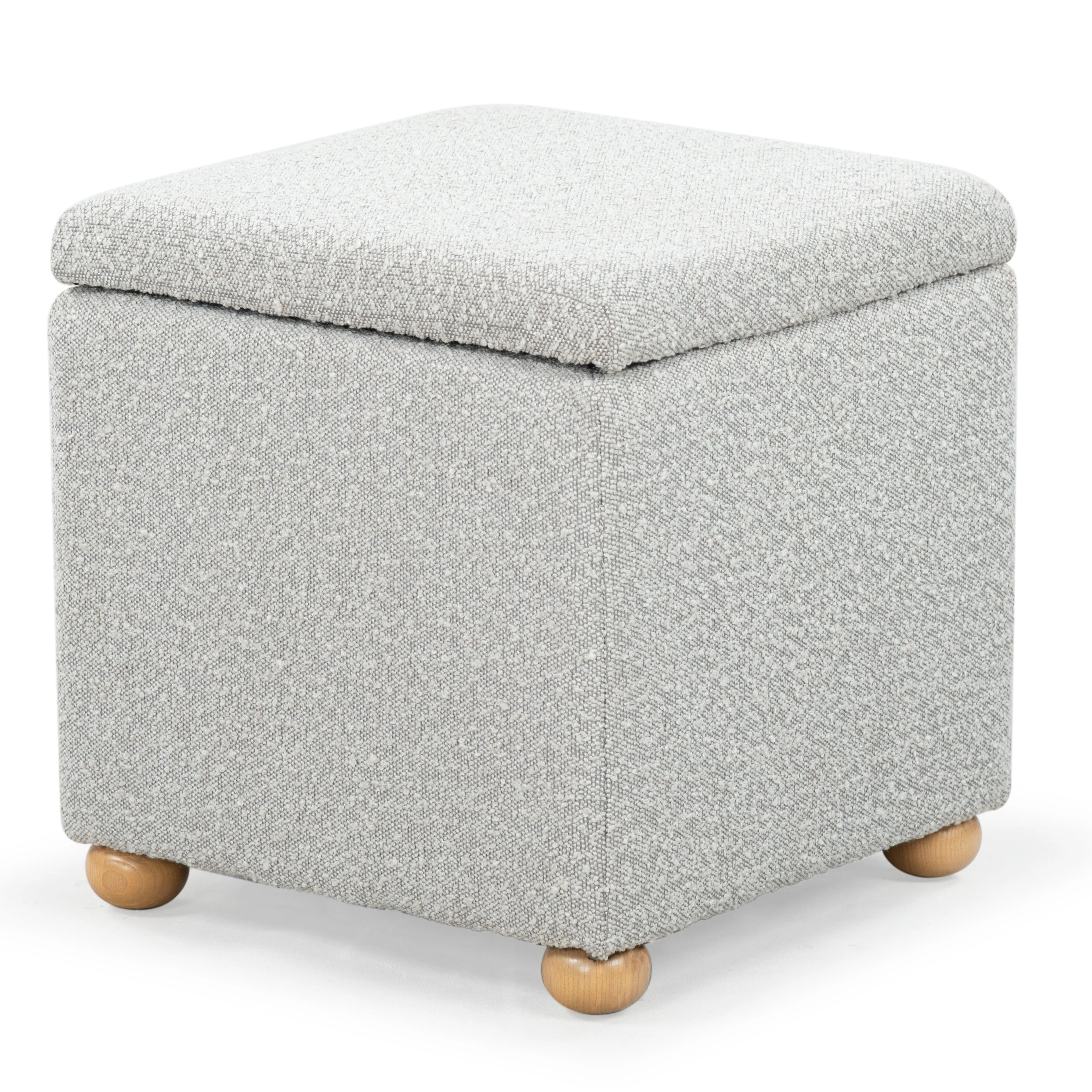 BECKA SQUARE BOUCLE STORAGE OTTOMAN - Remutear