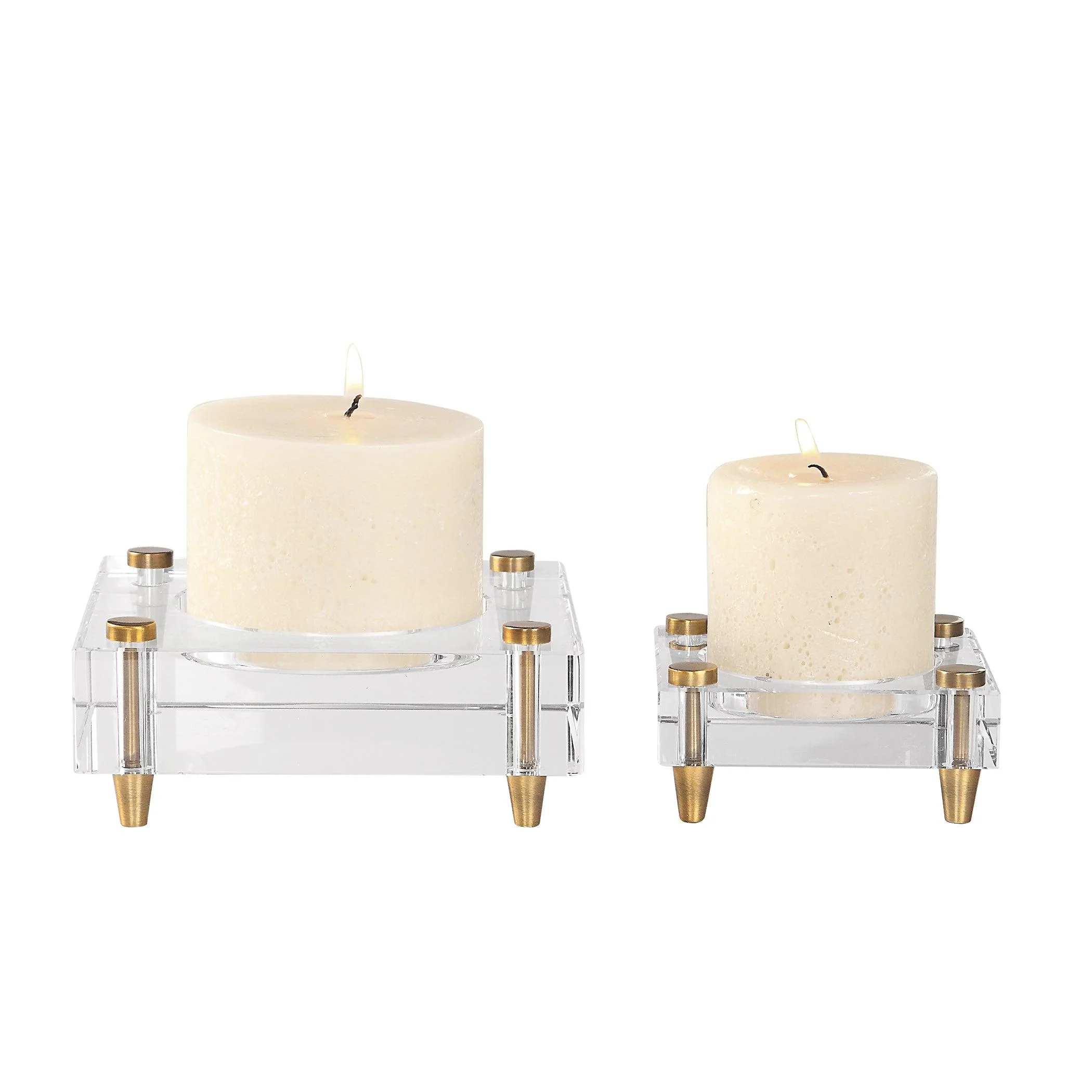 CLAIRE CRYSTAL BLOCK CANDLEHOLDERS, SET OF 2 - Remutear