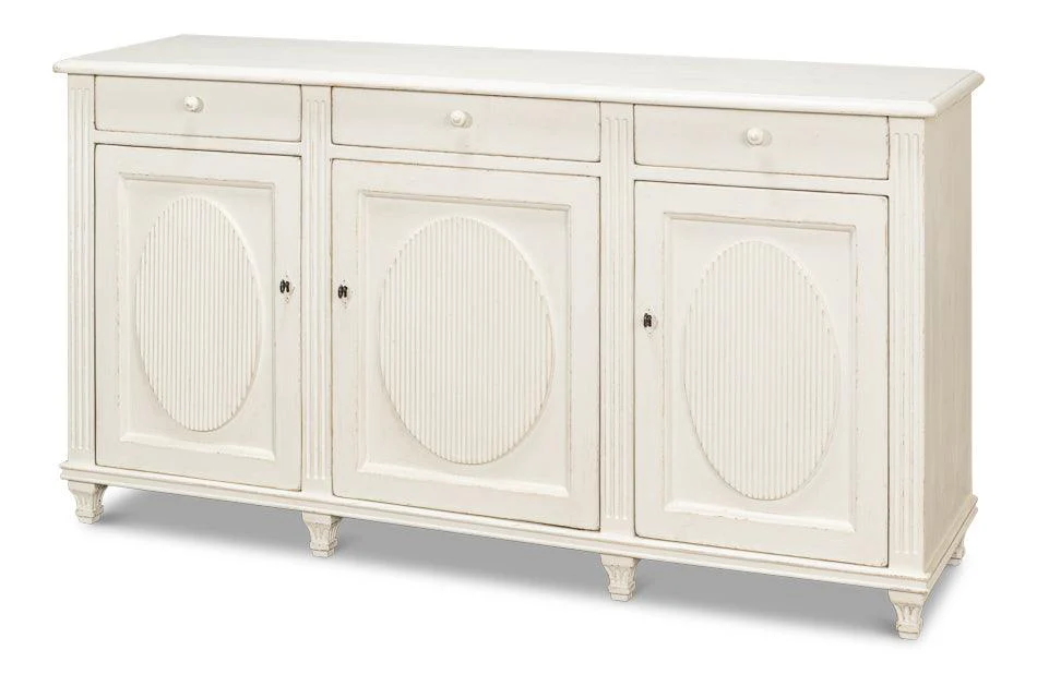 Ribbon Three Door Sideboard - Ant.White - Remutear