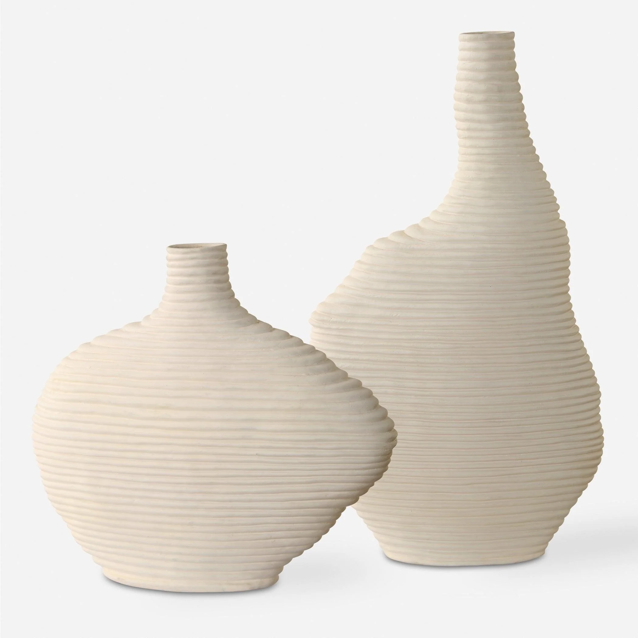 Duostacked Matte White Vases, S/2 - Remutear