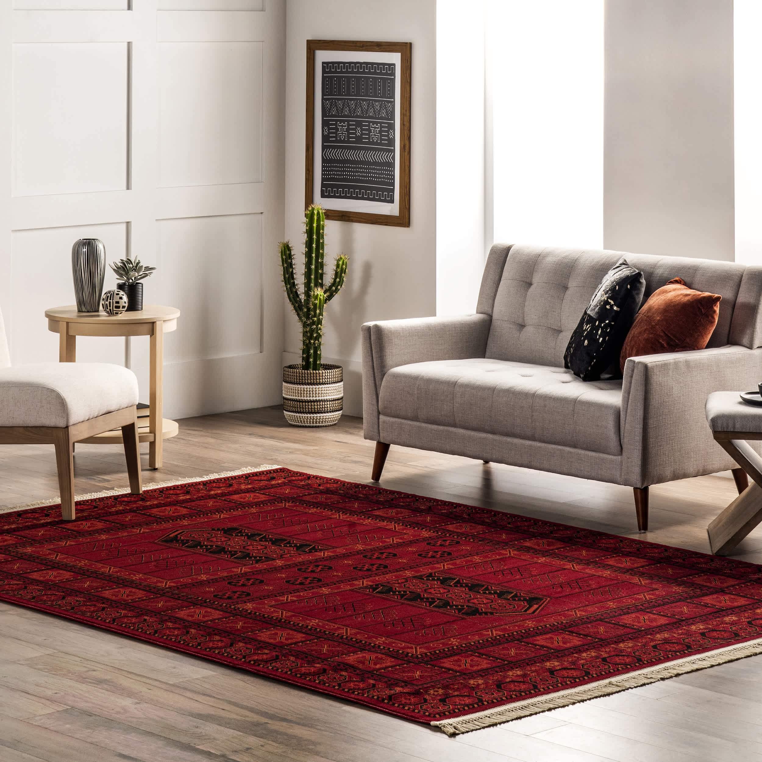 Billie Traditional Paneled Fringe Area Rug - Remutear