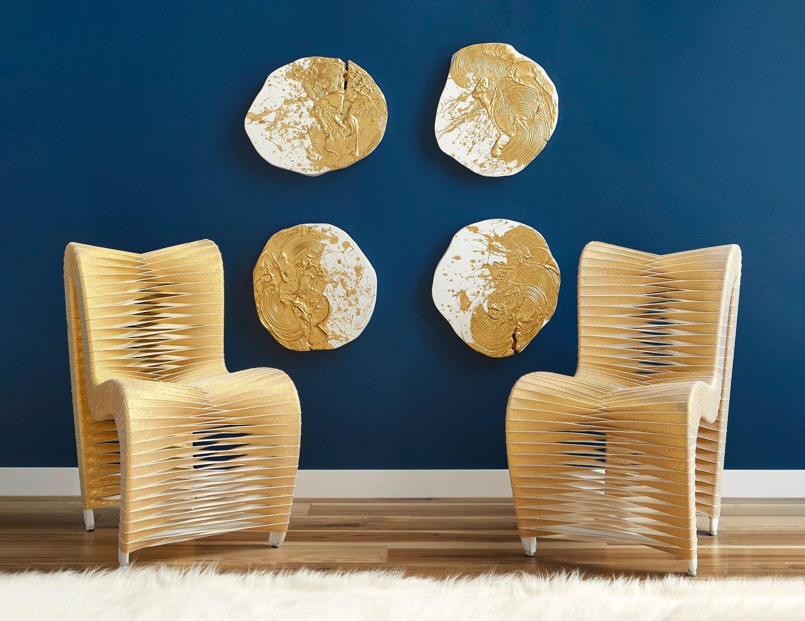 Seat Belt Dining Chair, Gold, Metallic - Remutear