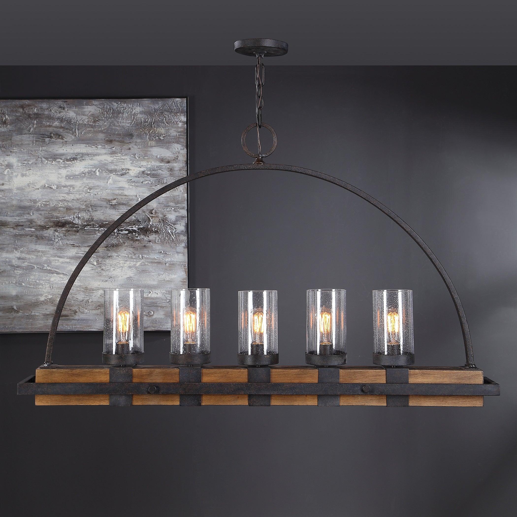 ATWOOD 5 LIGHT RUSTIC LINEAR CHANDELIER - Remutear
