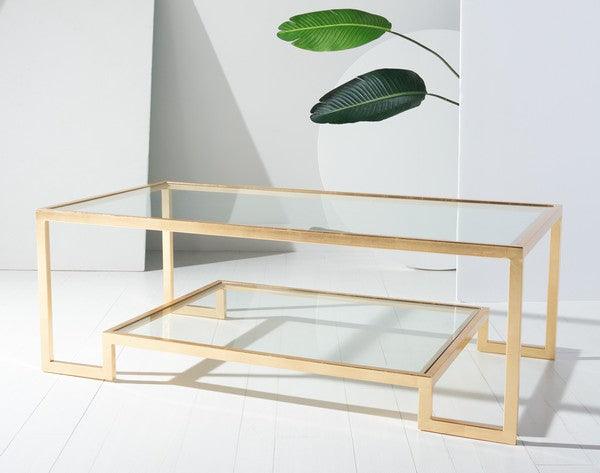 VIVIAN RECTANGLE GOLD LEAF COFFEE TABLE - Remutear