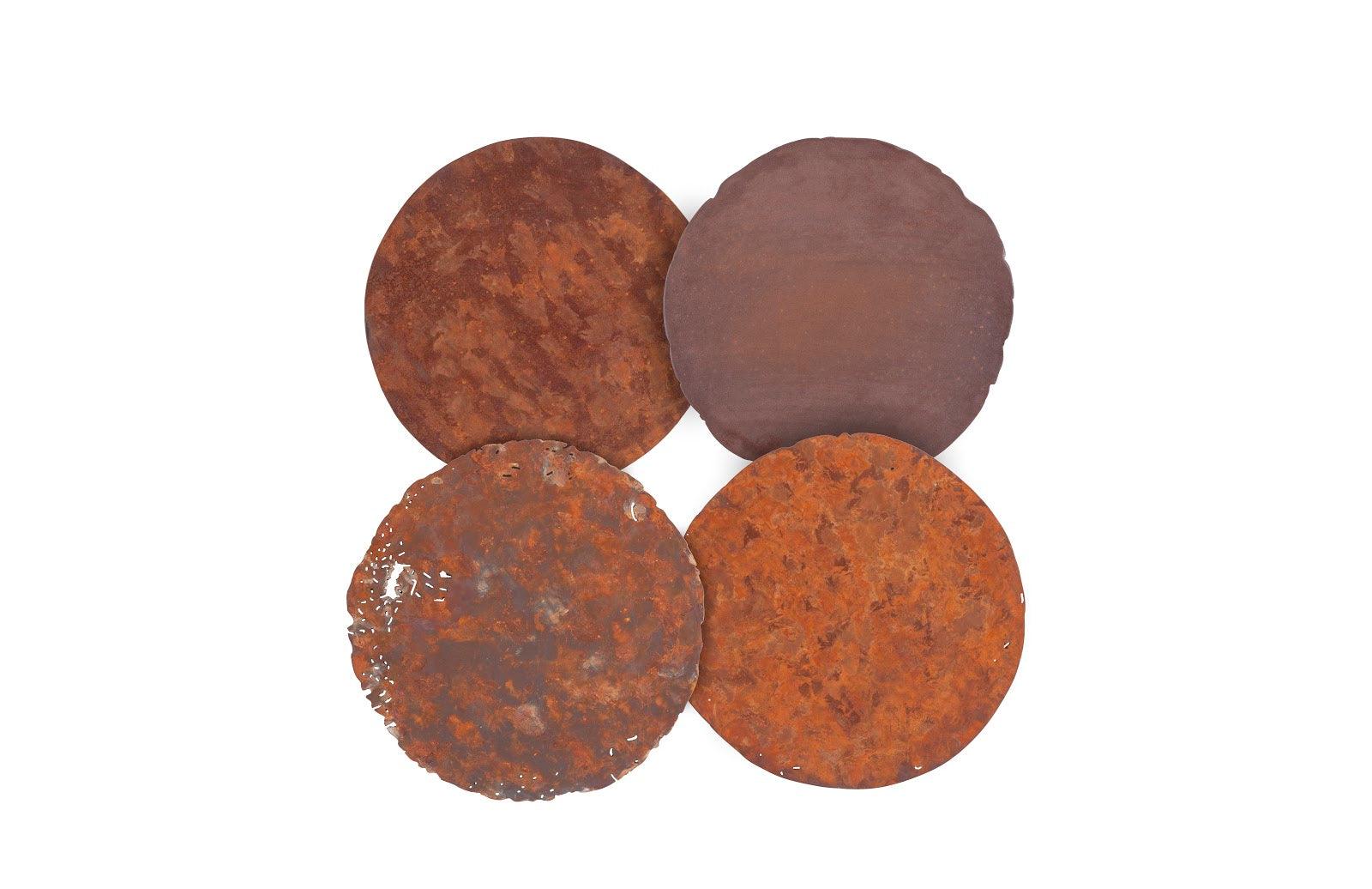 Cast Oil Drum Wall Discs, Resin, Rust Finish, Set of 4 - Remutear
