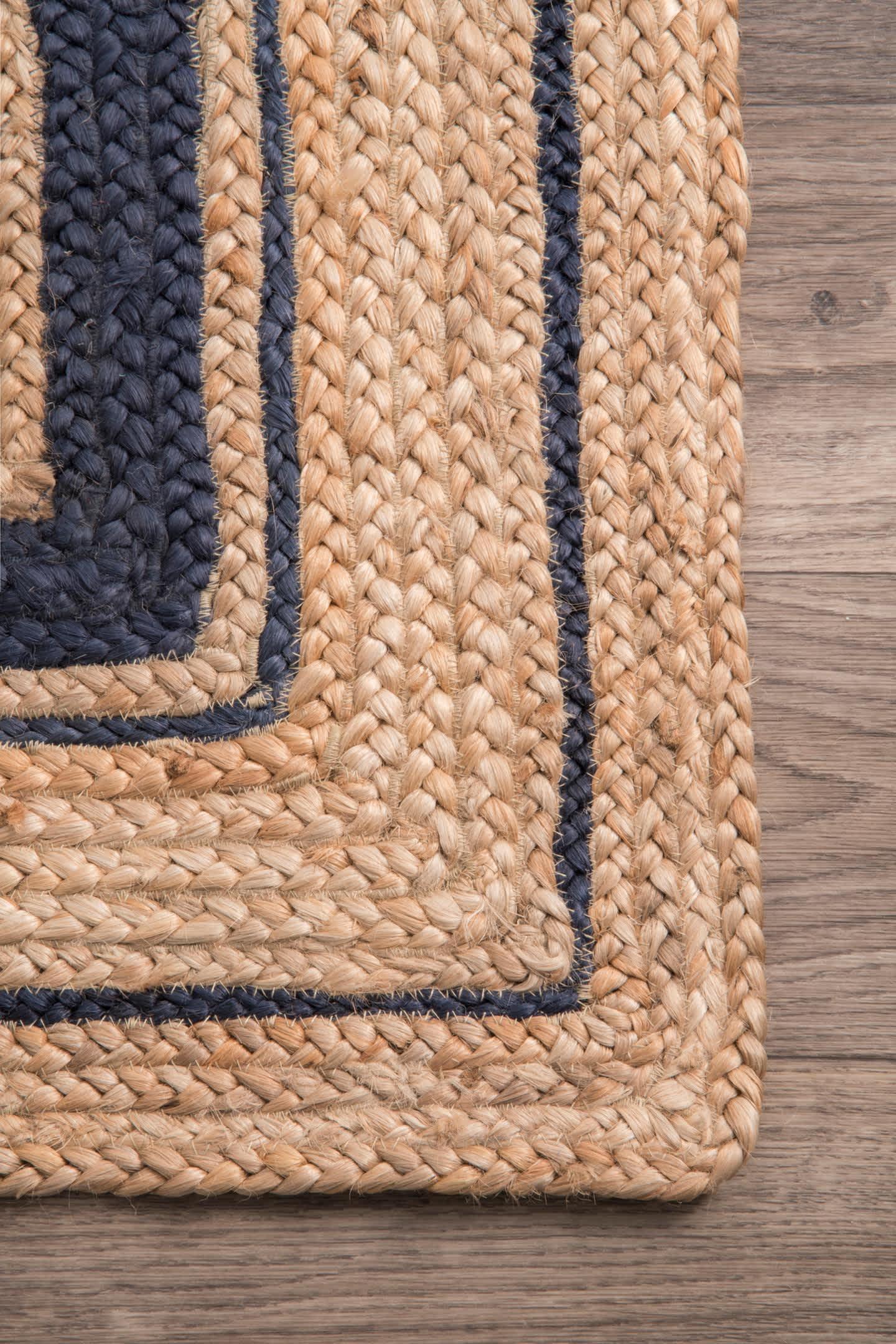 Braided Rikki Border Jute Area Rug - Remutear