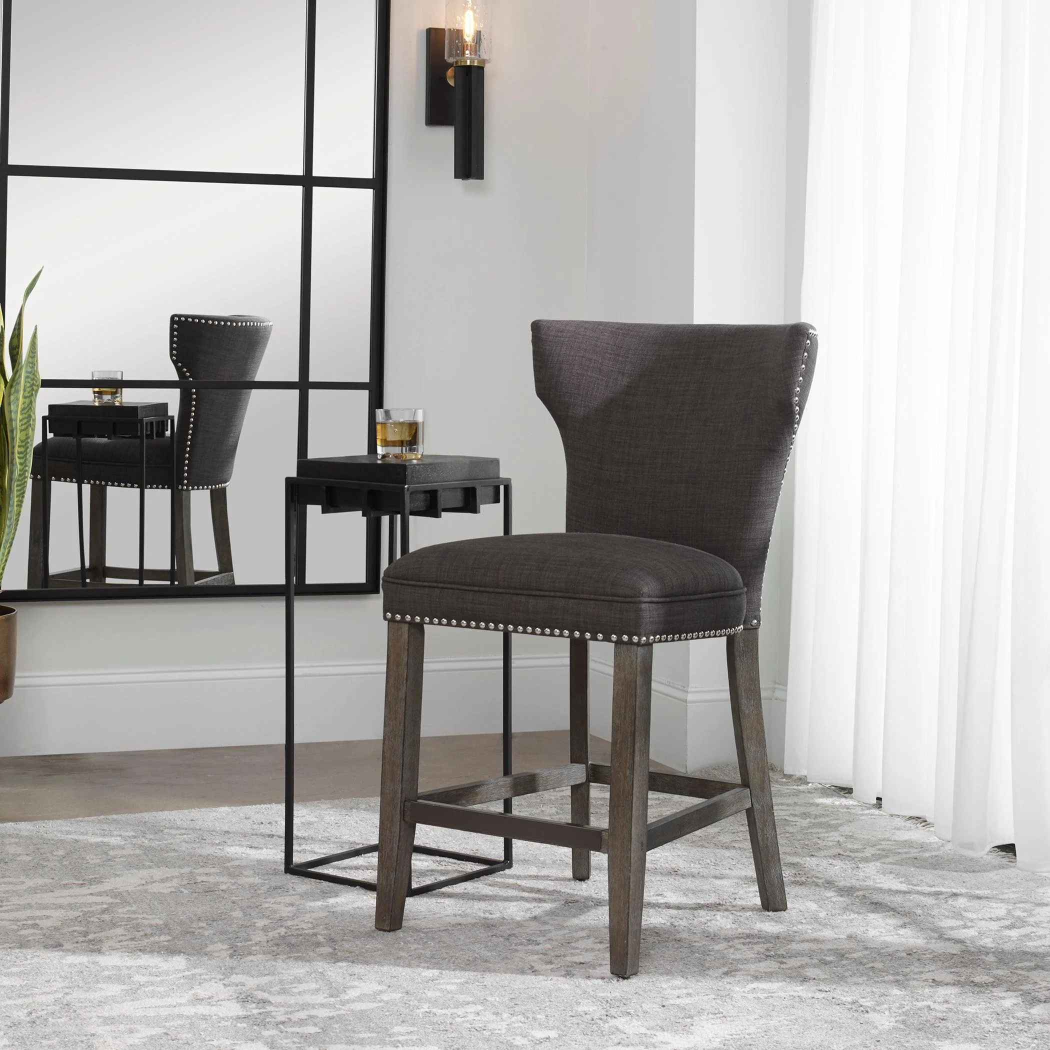 ARNAUD CHARCOAL COUNTER STOOL - Remutear