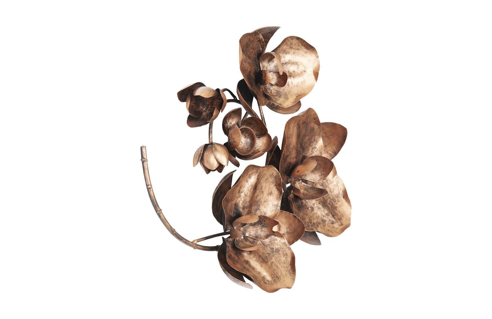 Orchid Sprig Wall Art, Small, Metal, Copper/Black - Remutear
