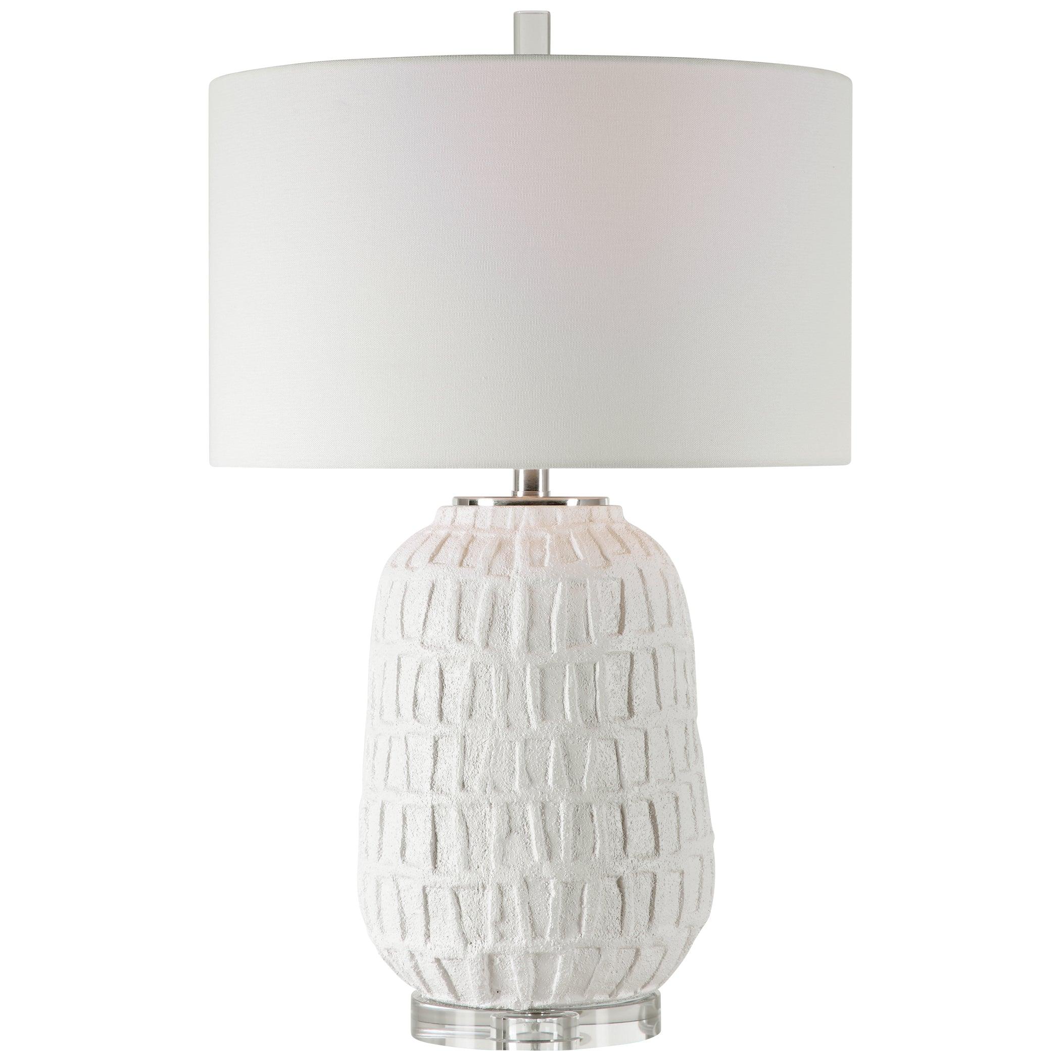 CAELINA TEXTURED WHITE TABLE LAMP - Remutear