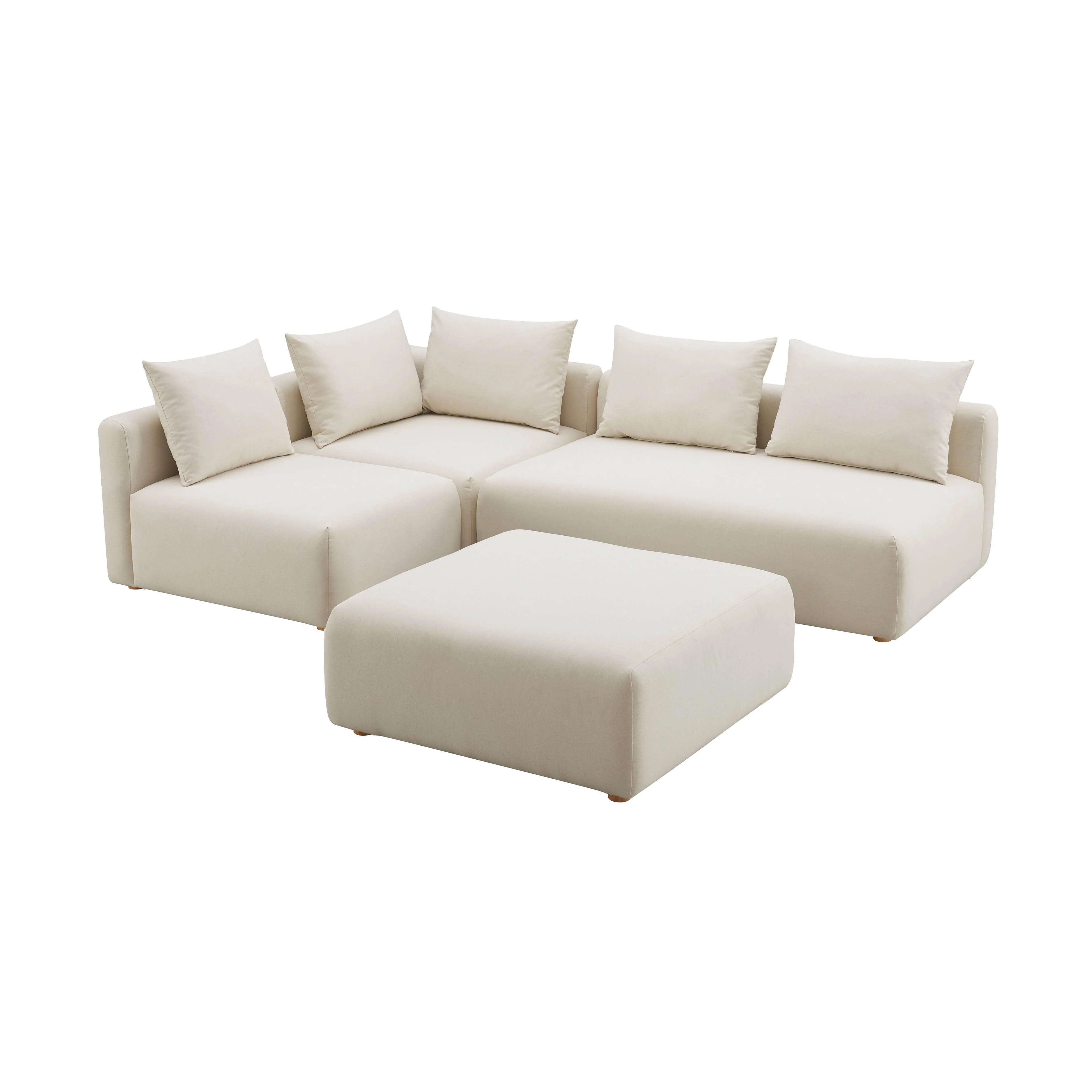 Hangover Cream Linen 4-Piece Modular Chaise Sectional - Remutear