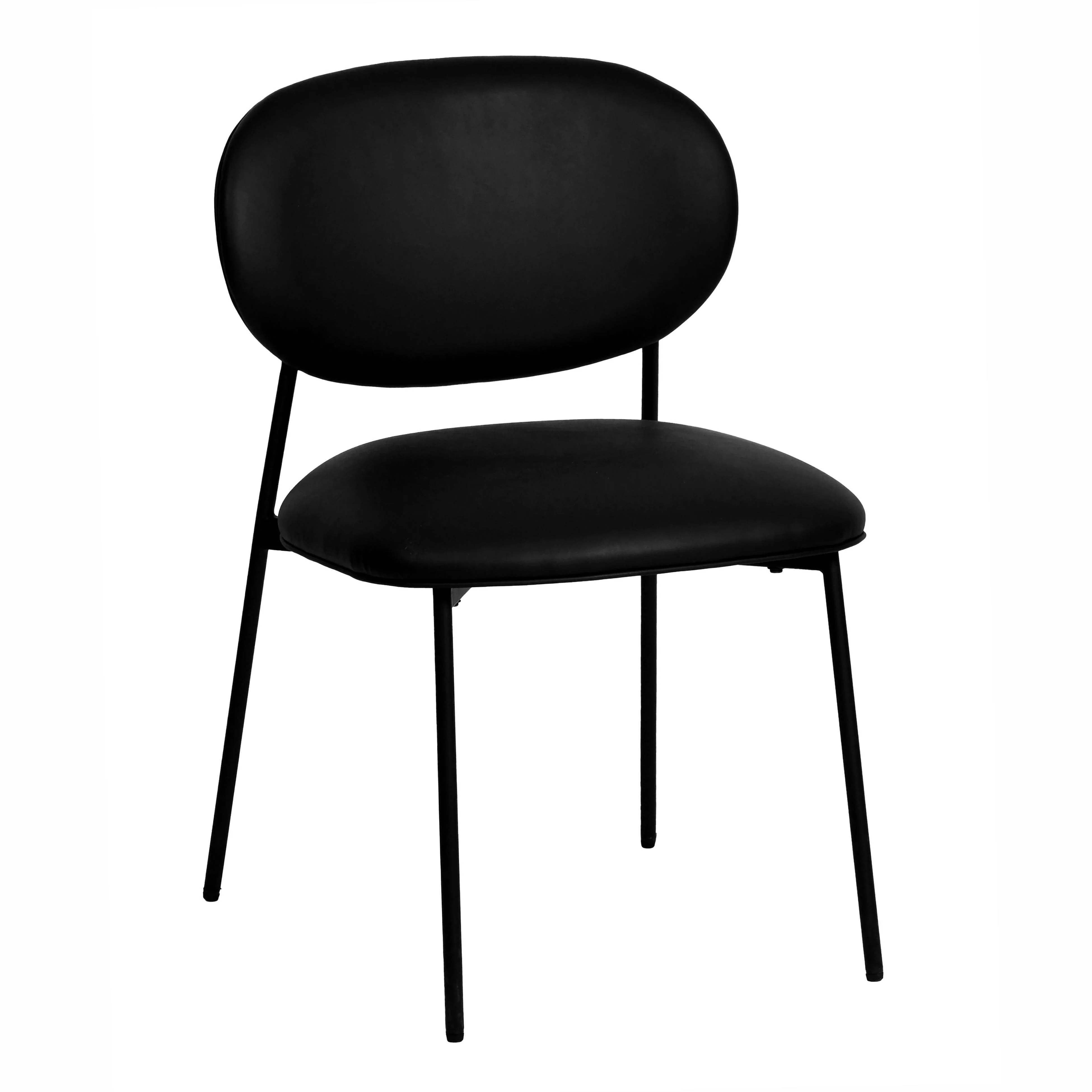 McKenzie Black Vegan Leather Stackable Dining Chair - Set of 2 - Remutear