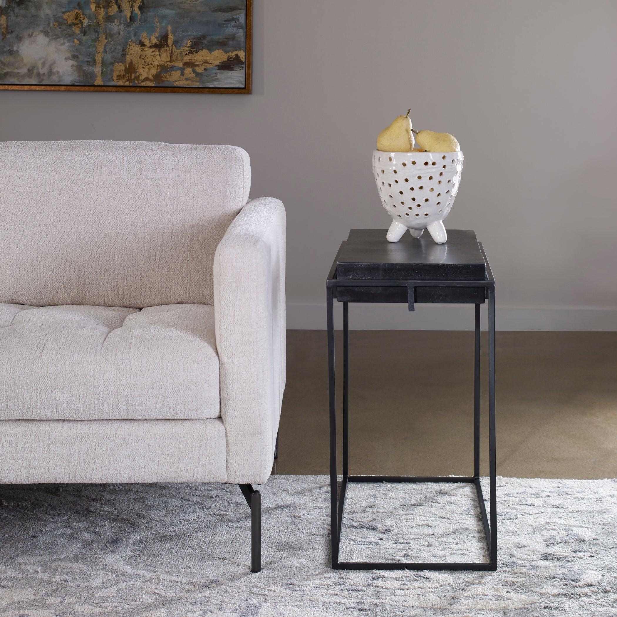 Telone Modern Black Side Table - Remutear