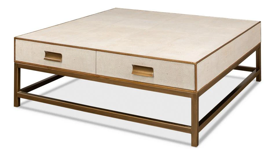 Gideon Shagreen Sq.Coffee Table - White - Remutear