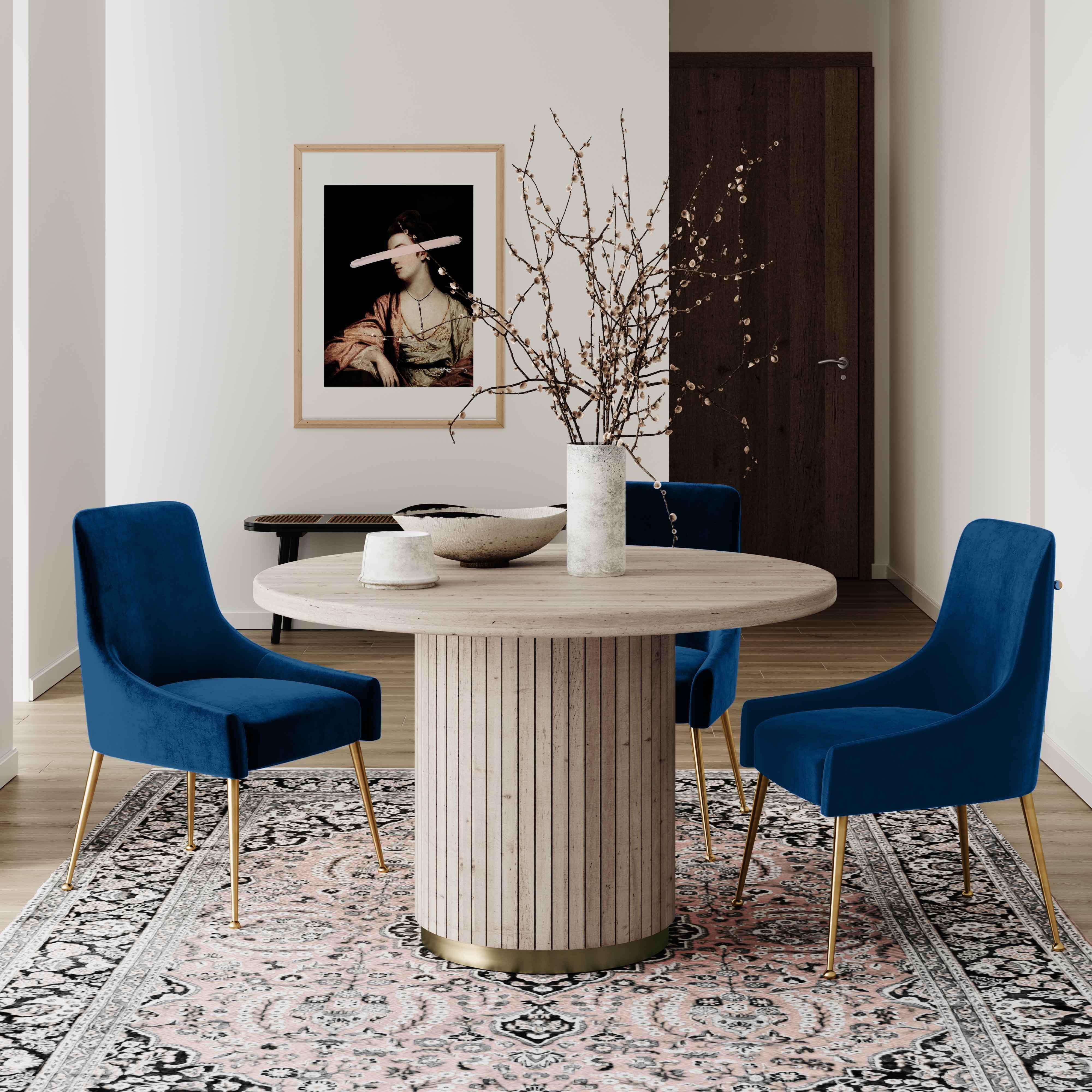Beatrix Navy Velvet Side Chair - Remutear