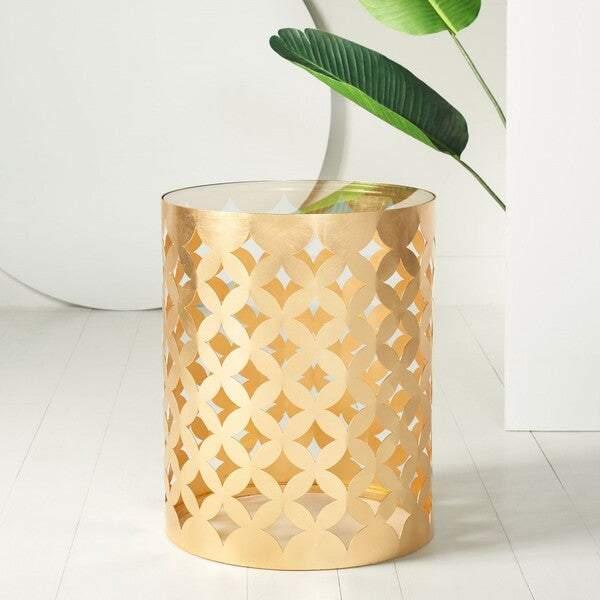 CAIRO ROUND GOLD LEAF END TABLE - Remutear