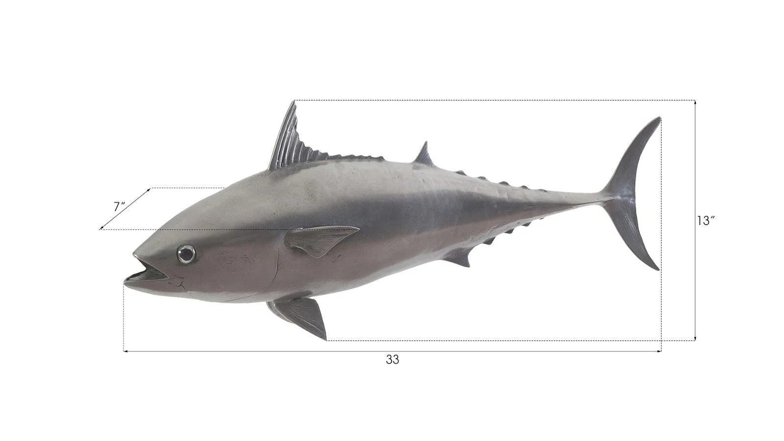 Mackerel Fish Wall Sculpture, Resin, Polished Aluminum Finish - Remutear