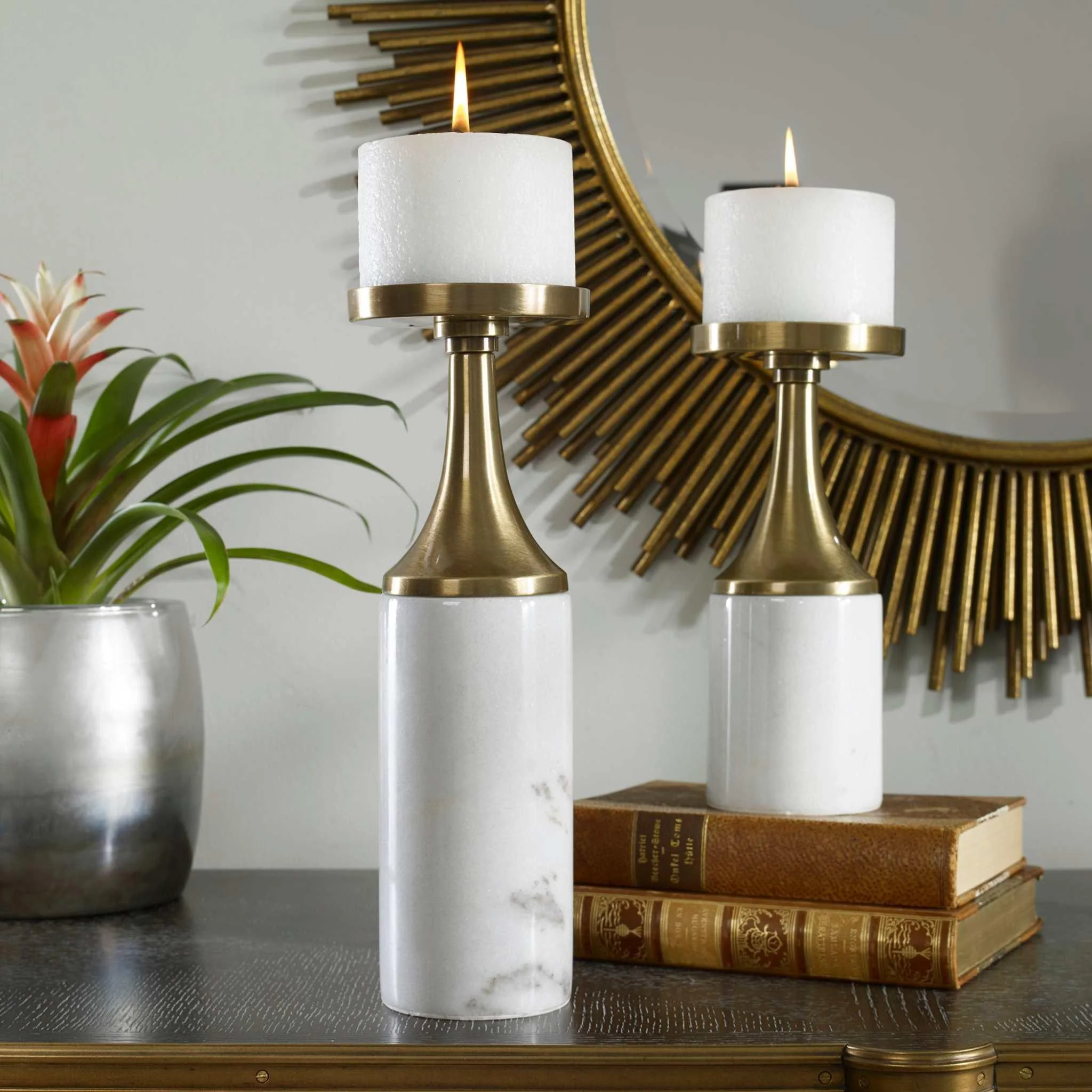 CASTIEL MARBLE CANDLEHOLDERS, SET/2 - Remutear