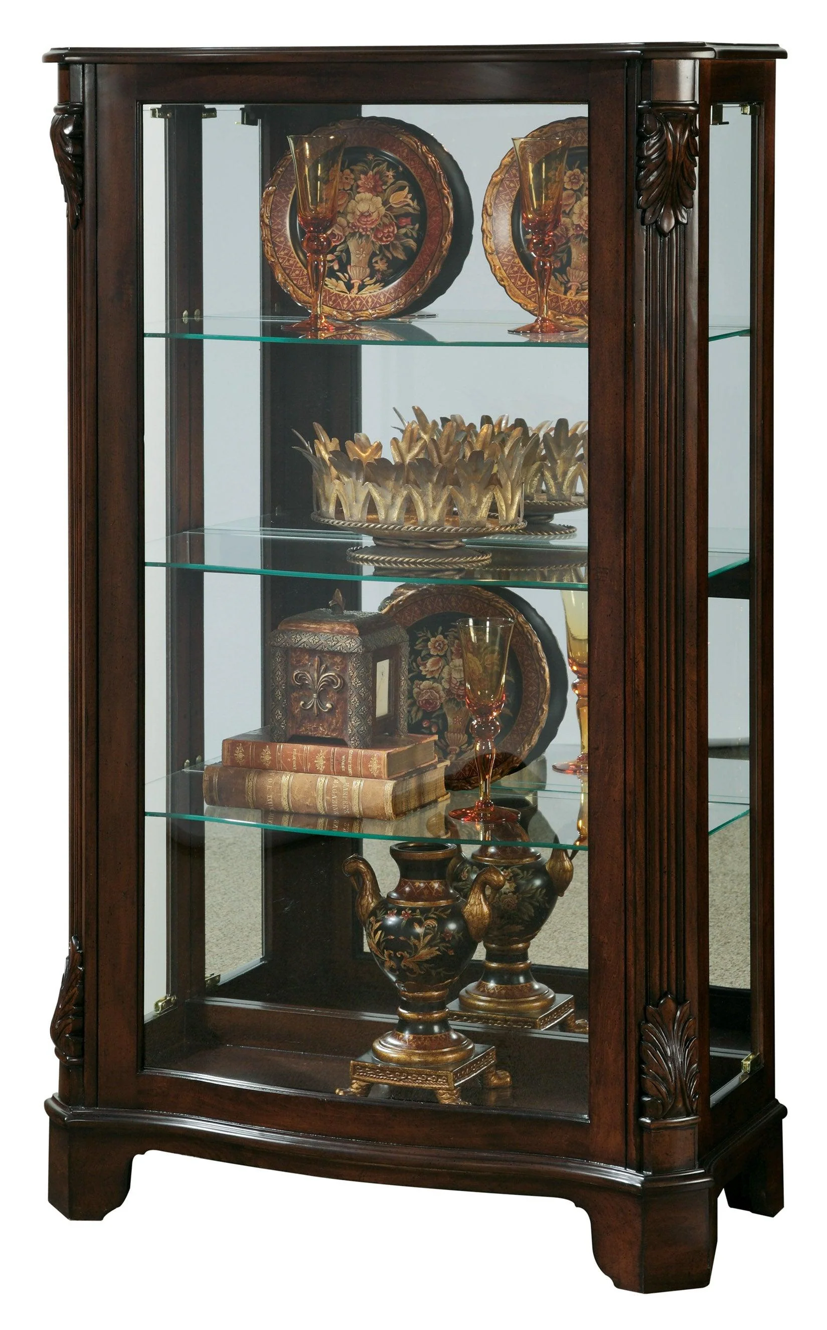 Distinguished Carved 3 Shelf Curio Cabinet - Remutear