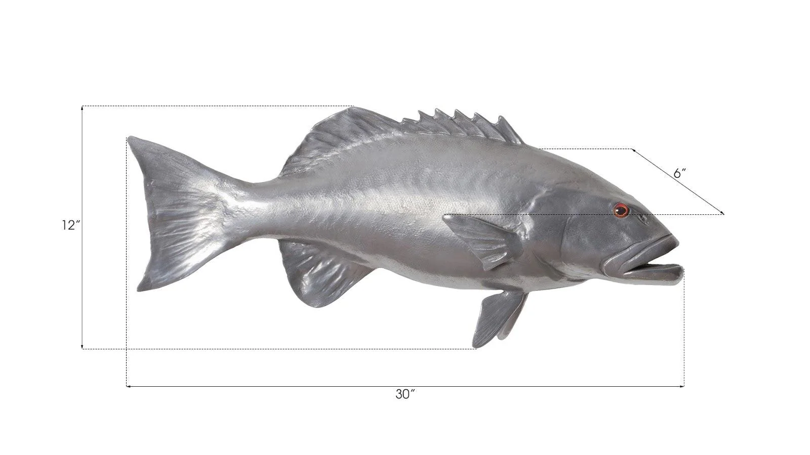Coral Trout Fish Wall Sculpture, Resin, Polished Aluminum Finish - Remutear