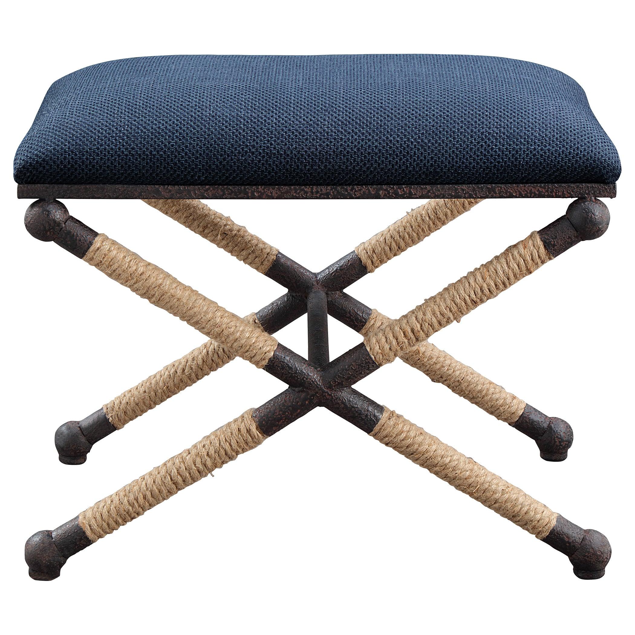 Firth Small Navy Fabric Bench - Remutear