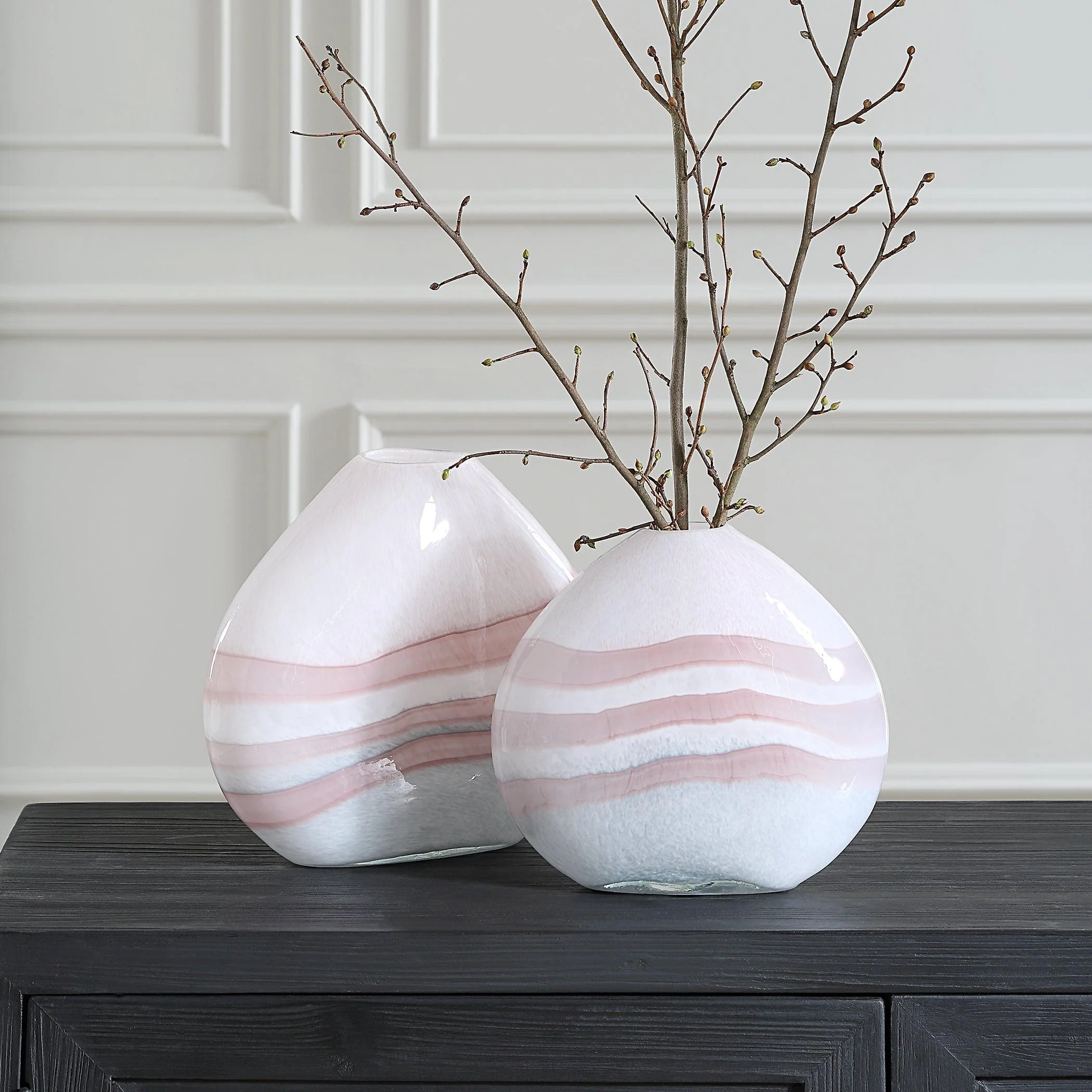 Blush Swirl Glass Vases, S/2 - Remutear