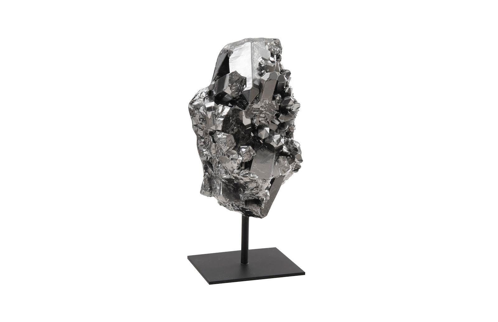 Cast Crystal on Stand, Liquid Silver, Small - Remutear