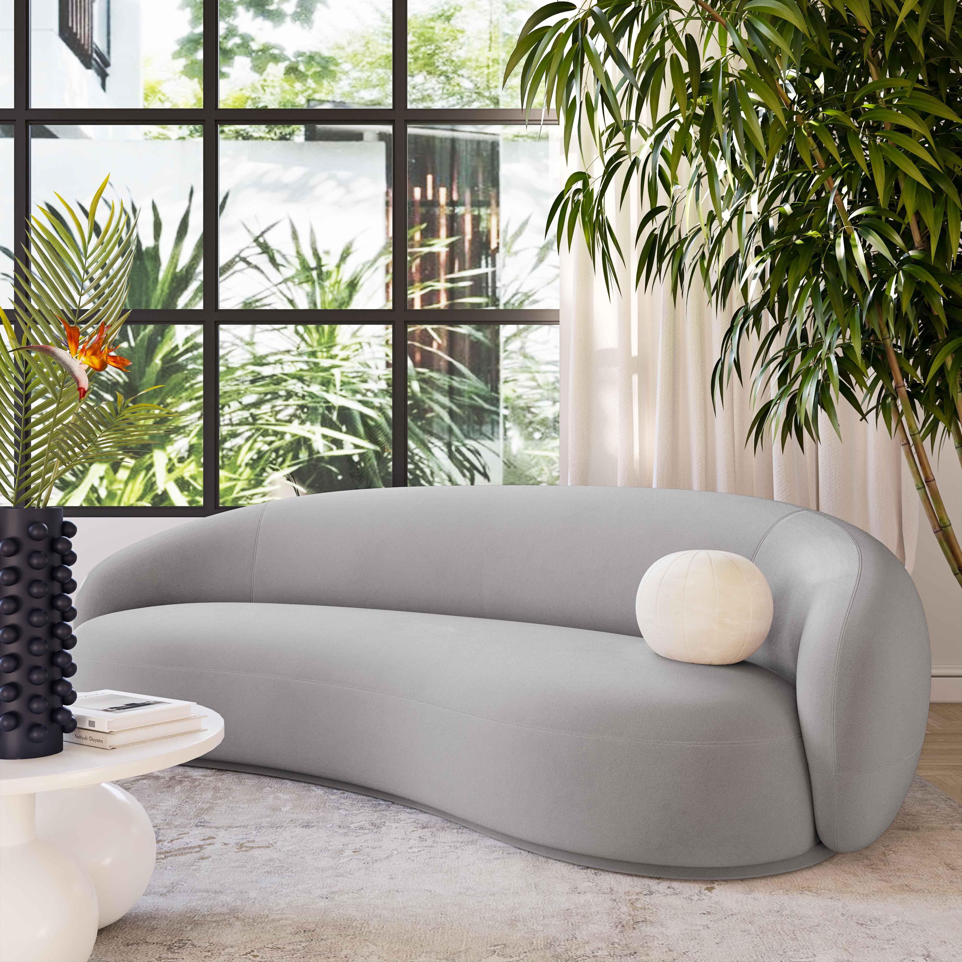Kendall Light Grey Velvet Sofa - Remutear
